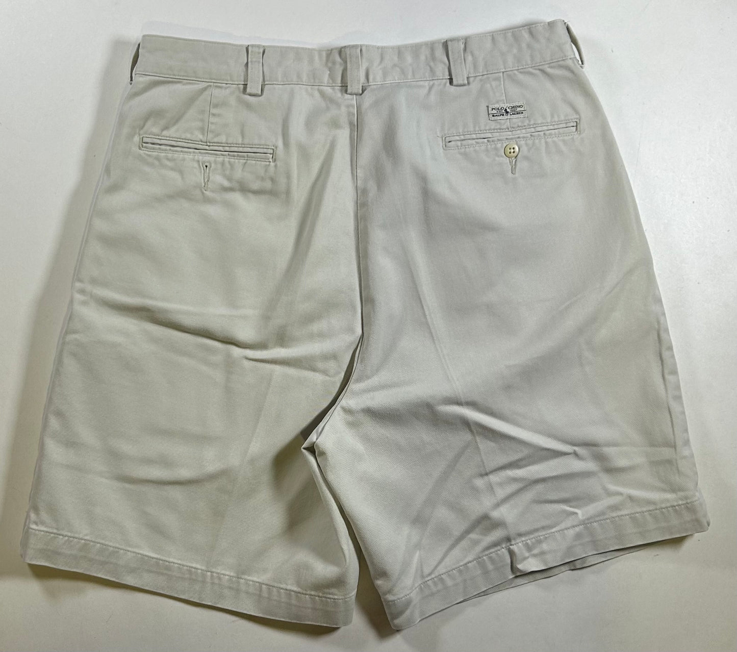 Vintage 2000s Polo Ralph Lauren Khaki Chino Pleated Shorts Tyler Short 34 17.25x21.75 Inches