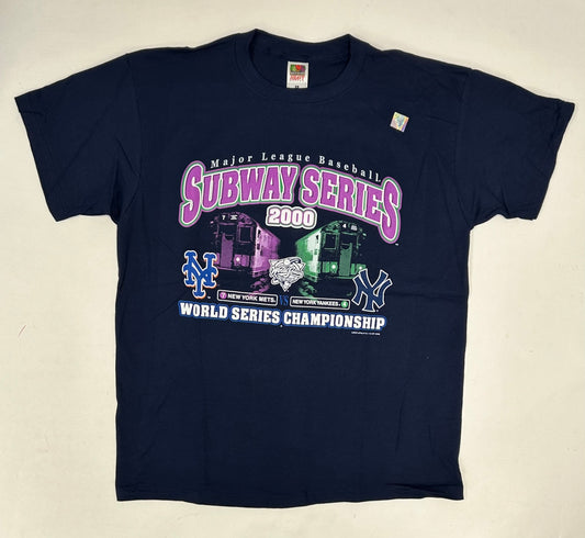 Vintage Logo Athletic MLB 2000 Subway Series World Series New York Yankees Vs. New York Mets Tee XL 23.5x31 Inches Brand New
