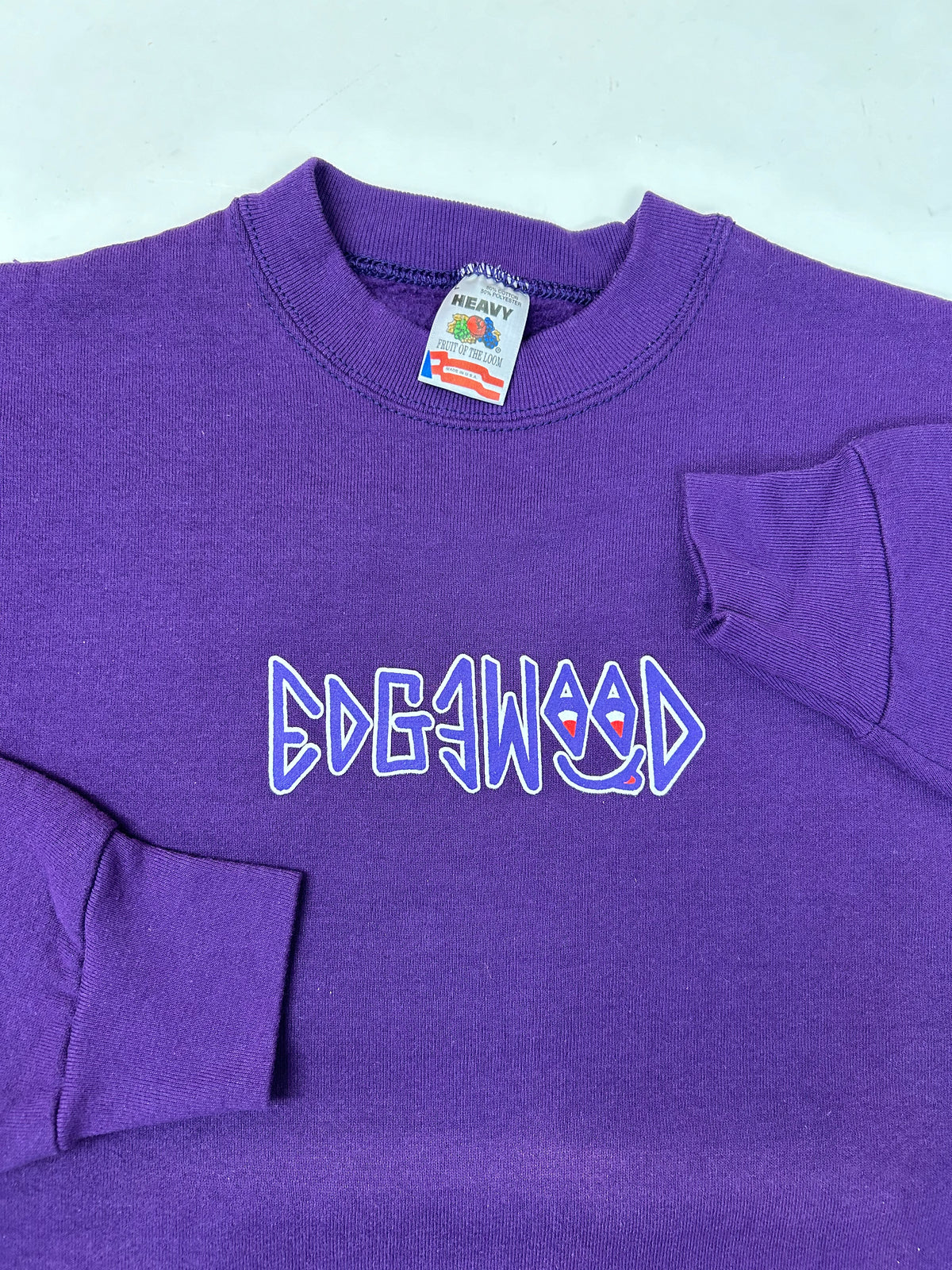 Edgewood New Jersey Deeper Than The Roots Crewneck Sweatshirts Fruit Of The Loom USA 50/50 Blend Plum Purple 23.25x27.25 Inches