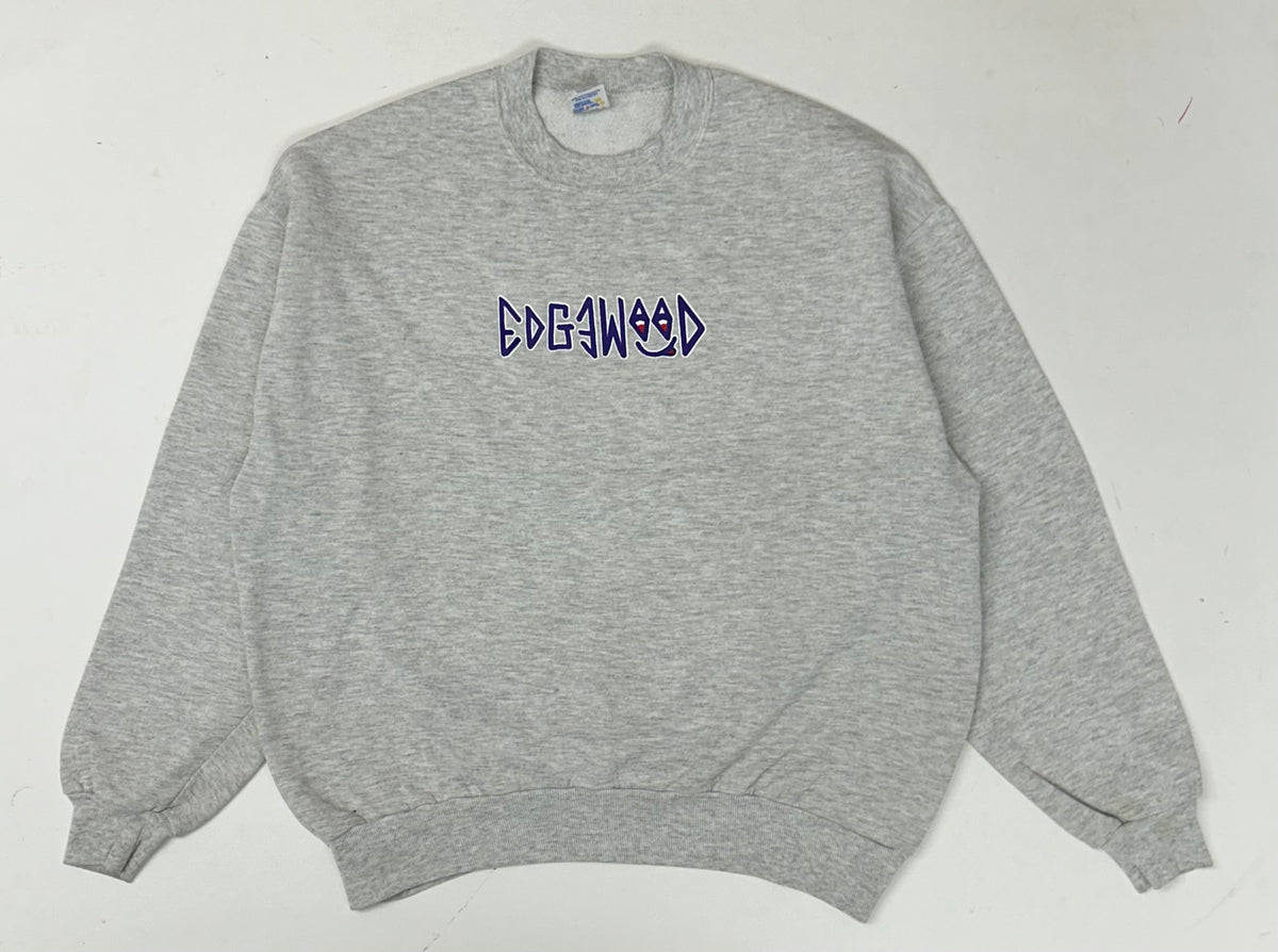 Edgewood New Jersey Deeper Than The Roots Crewneck Sweatshirt Jerzees Tag 50/50 Blend USA Heather Gray Thin Boxy Fit 24.5x25.75 Inches As Is
