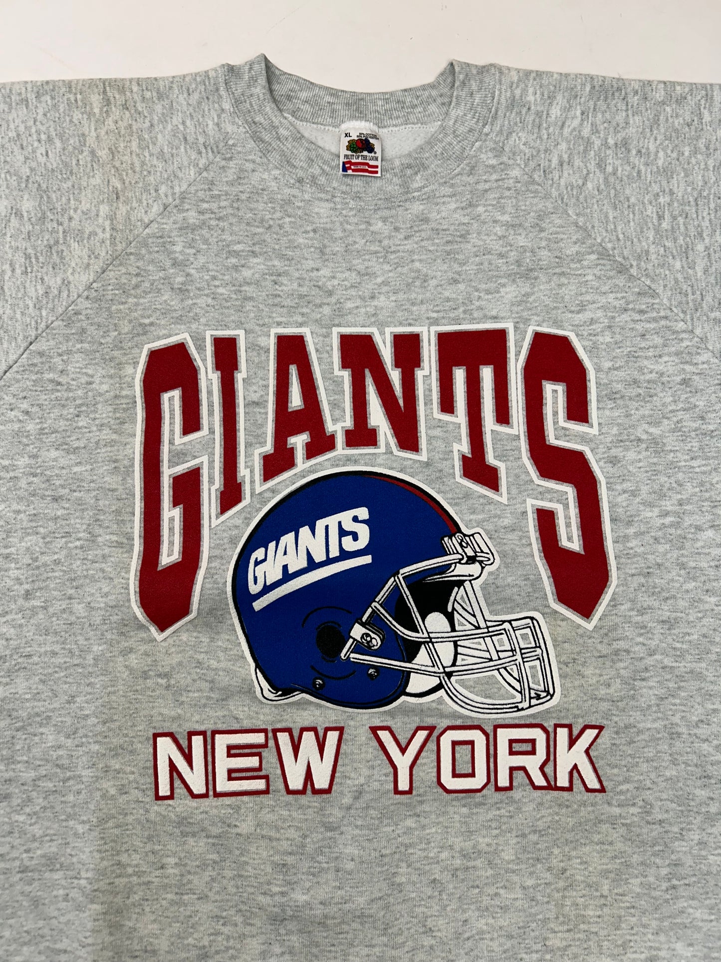 Vintage 90s New York Giants NFL Crewneck Sweatshirt Raglan L/XL Fit 24.25x29.5 Inches