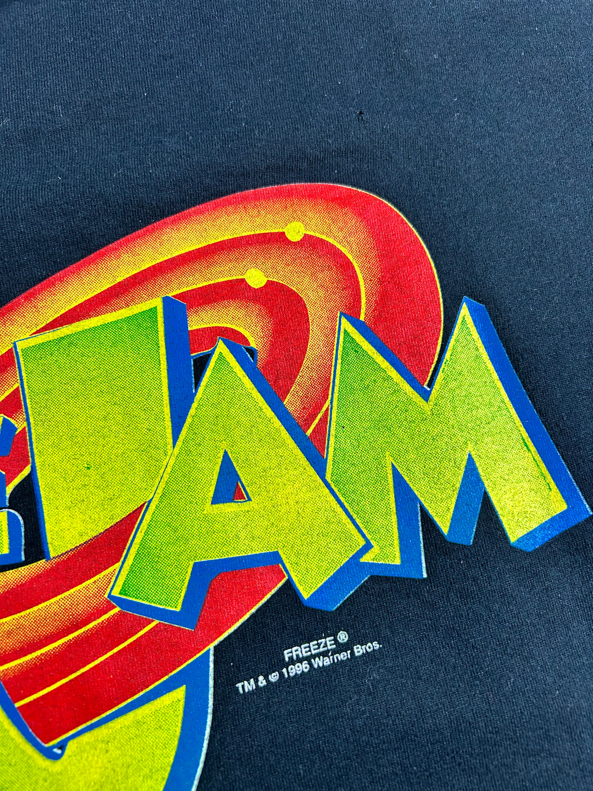 Vintage Space Jam Movie Promo Tee 1996 Freeze Looney Tunes All Over Print Rare L/XL Fit  23.25x28.25 Inches