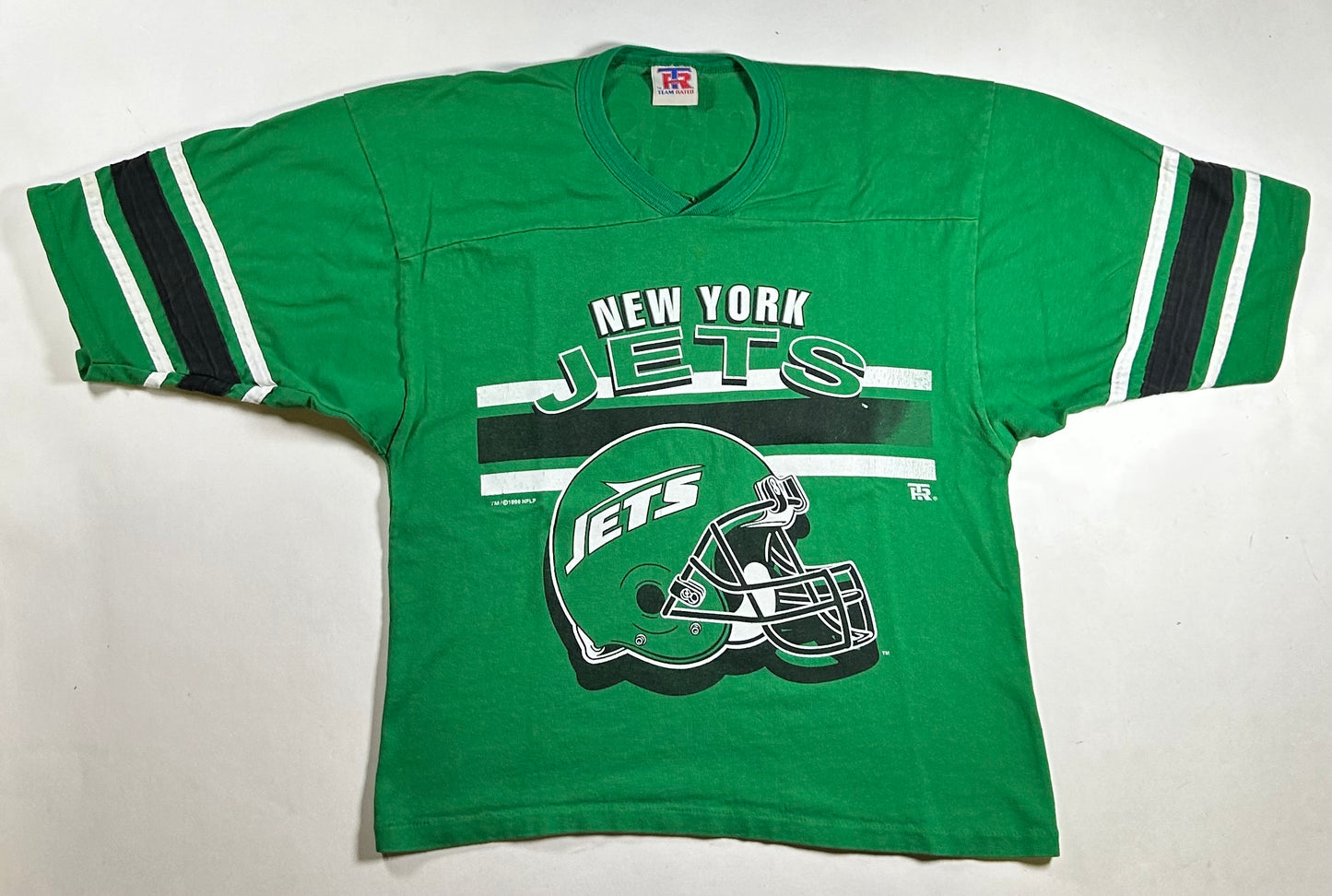 Vintage Team Rated New York Jets NFL 3/4 Sleeve Tee 1996 Medium 21x26 Inches As Is