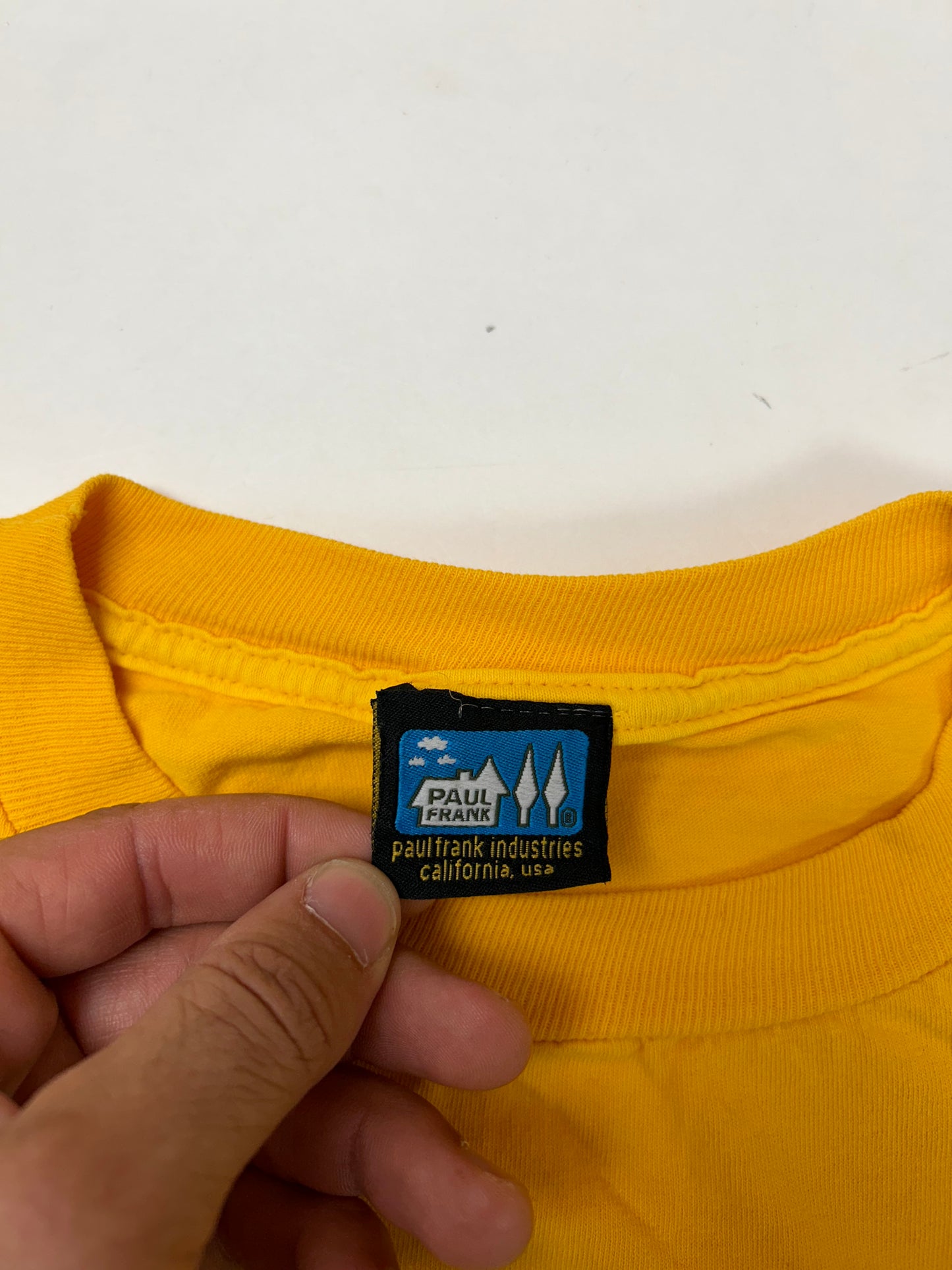 Vintage Paul Frank Skateboarding Sequence Skate Tee Yellow L/XL 24.5x28.25 Inches As Is Worn