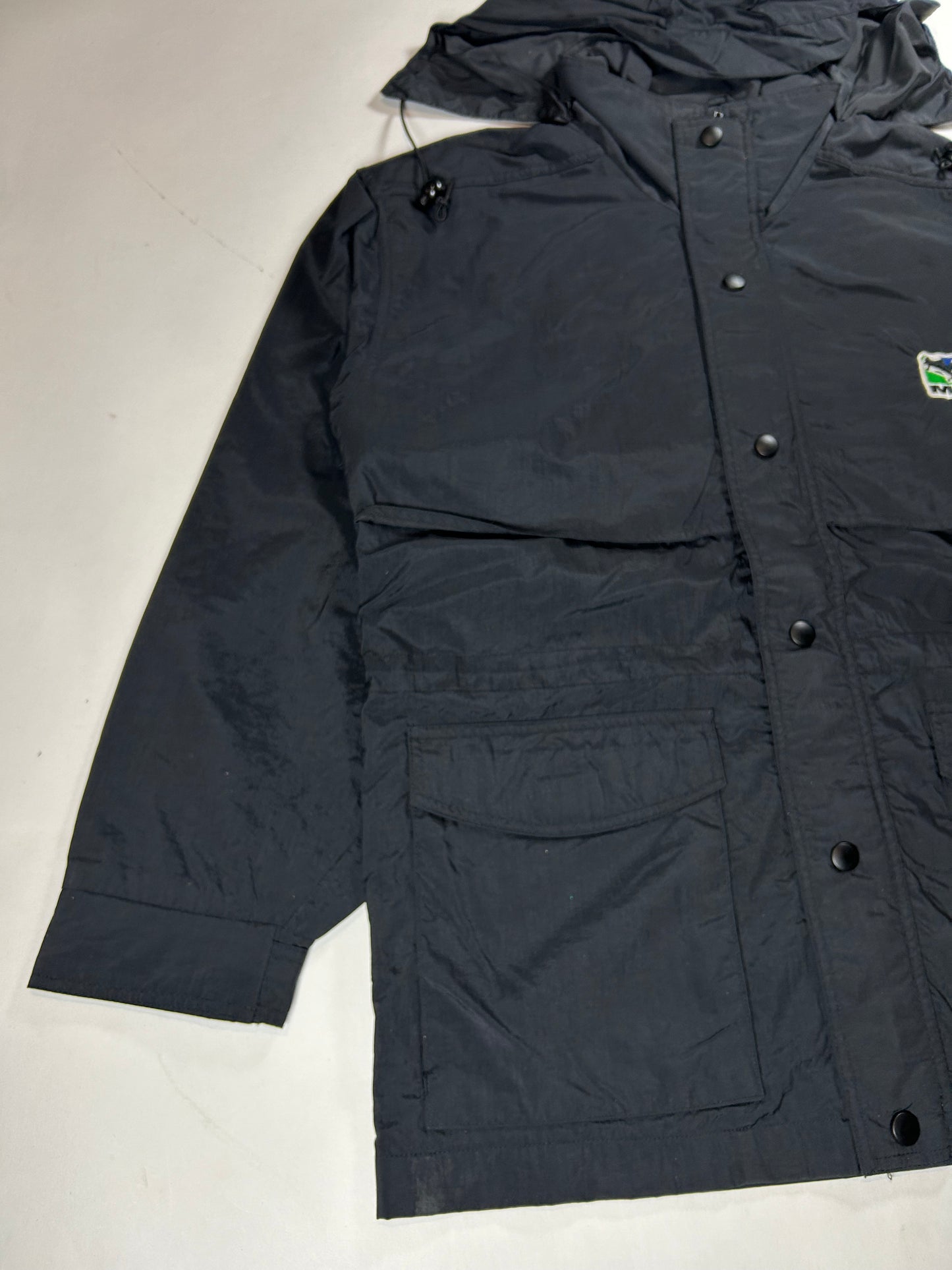 Vintage MLS Soccer Tri Mountain Black Windbreaker Zip Jacket 25.25x31 Big Fit Mediumish