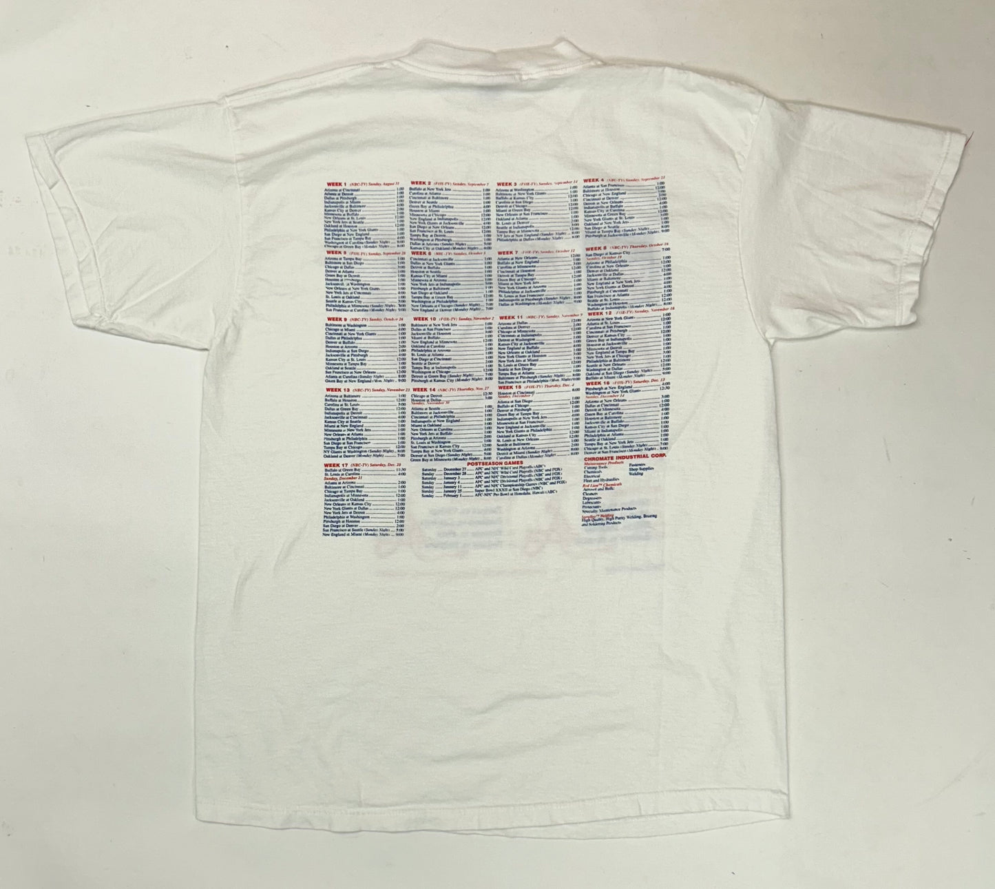 Vintage 1997 NFL Monday Night Football Kickoff Promo Tee XL