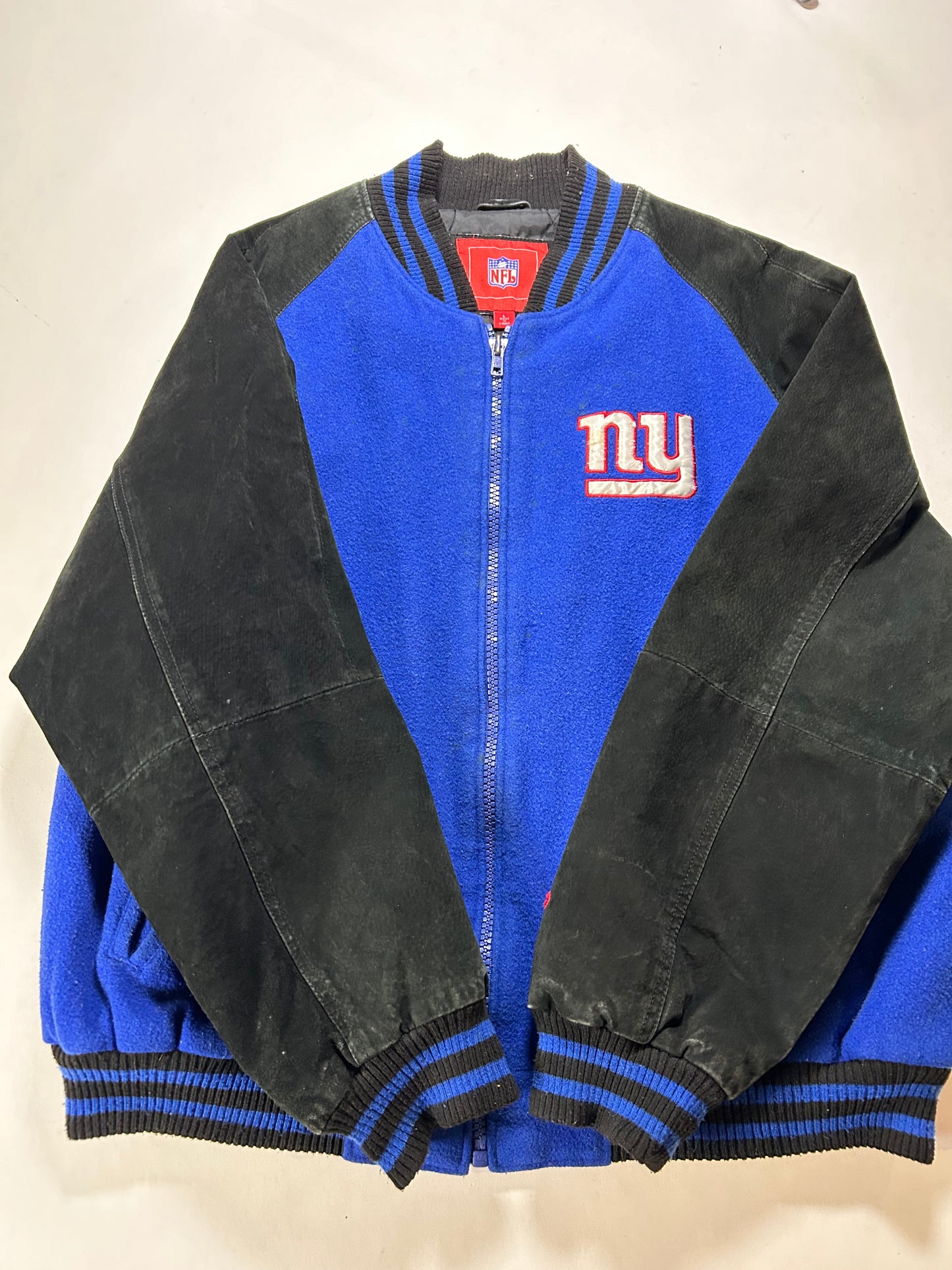 Vintage 00s NFL New York Giants Zip Varsity Jacket Style Jacket Large 27.25x28.75 Inches Has Wear As Is