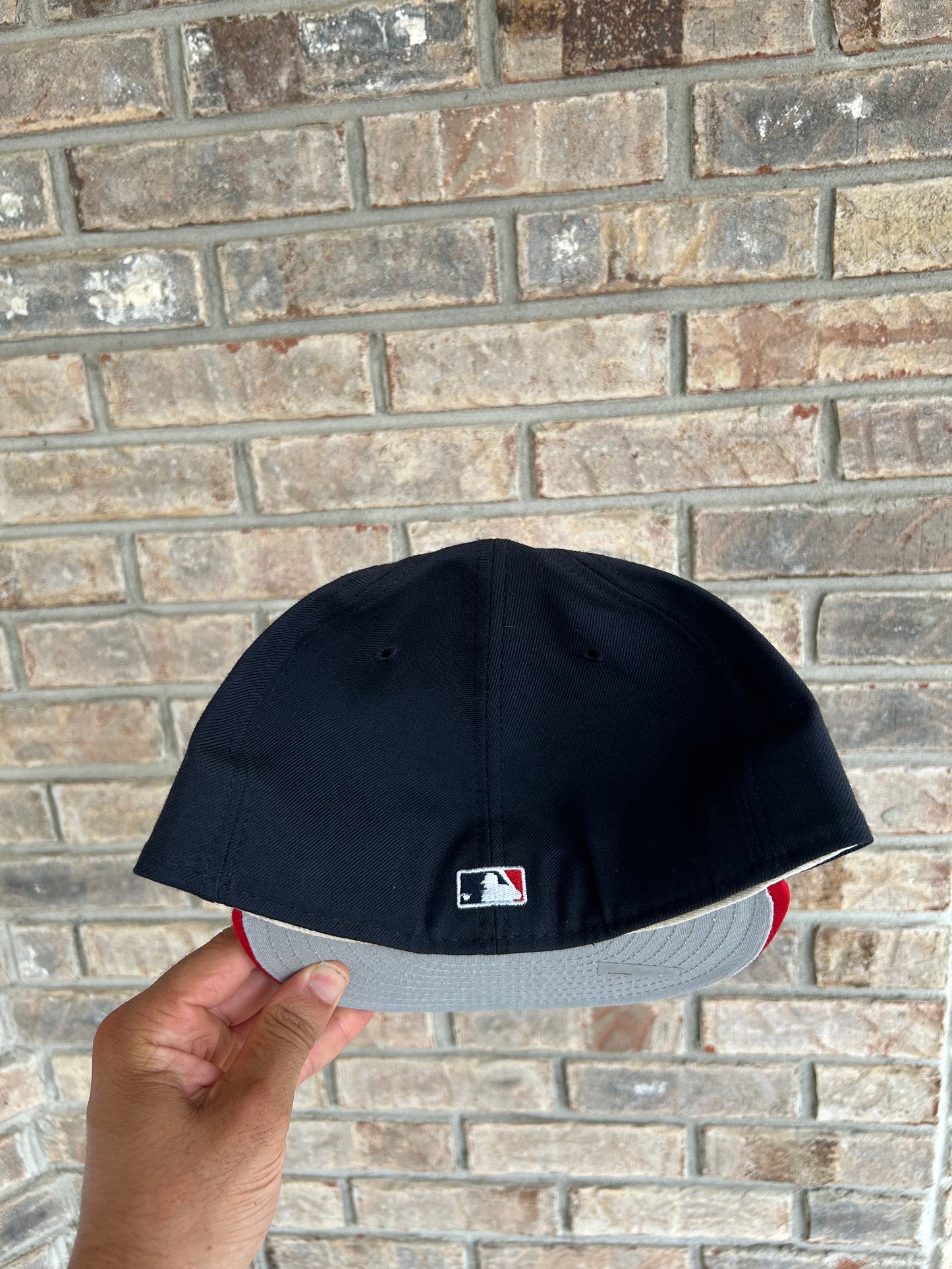 2000s Atlanta Braves MLB New Era 59Fifty Fitted Hat Made USA 100% Wool Sz 7 5/8” 61 CM Has Band Wear As Is