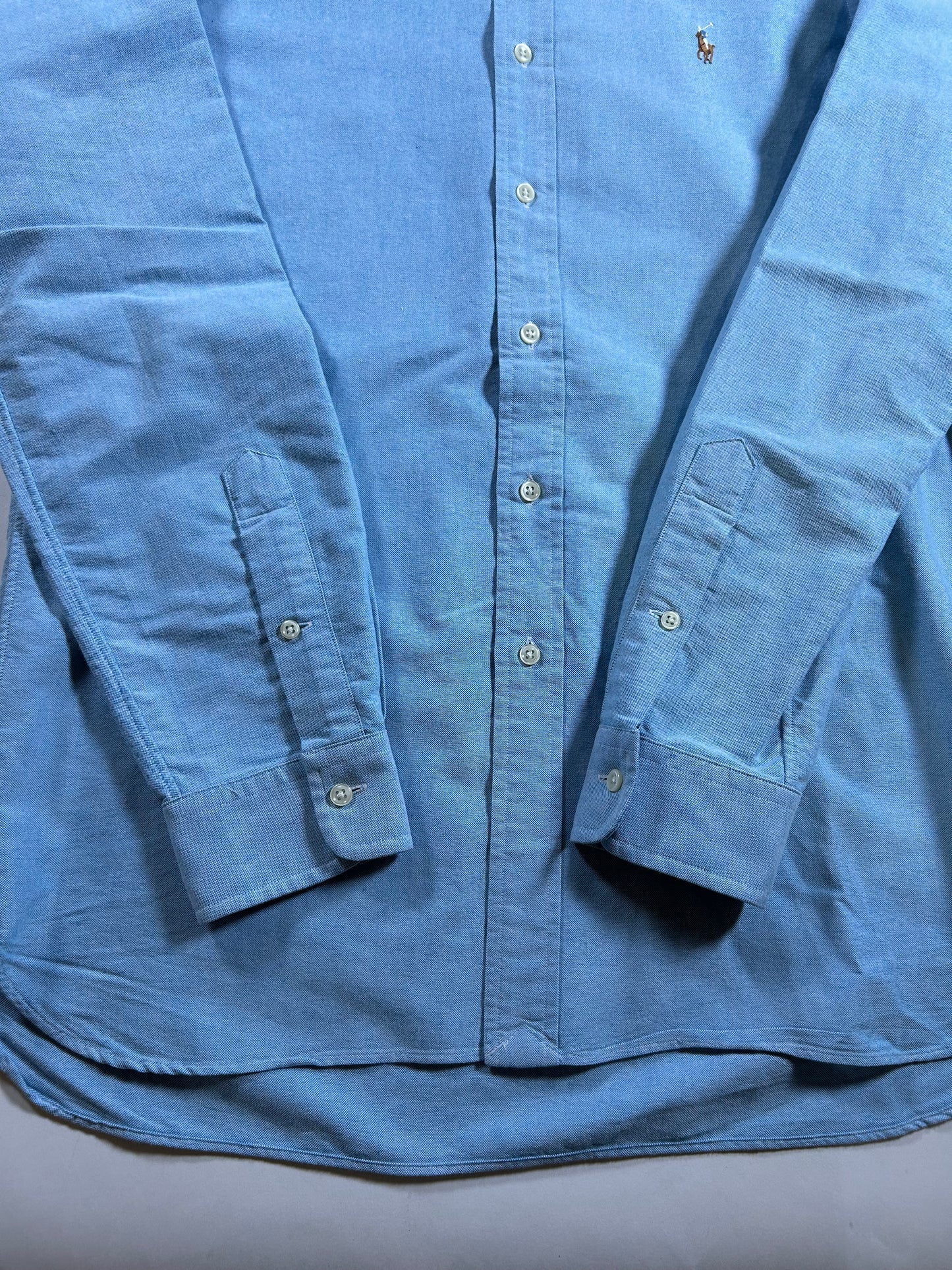 Polo Ralph Lauren Classic Fit Button Down Shirt Size Medium 22.5xBlue Made In Philippines 00s