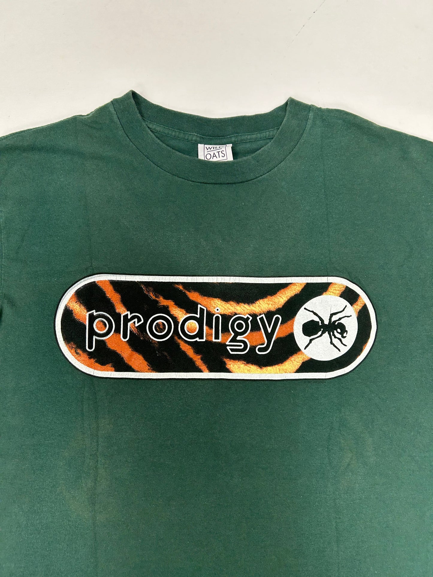 Vintage The Prodigy Fat Land Firestarter 1997 Wild Oats Tee Large 22.25x30.25 Inches Faded Green