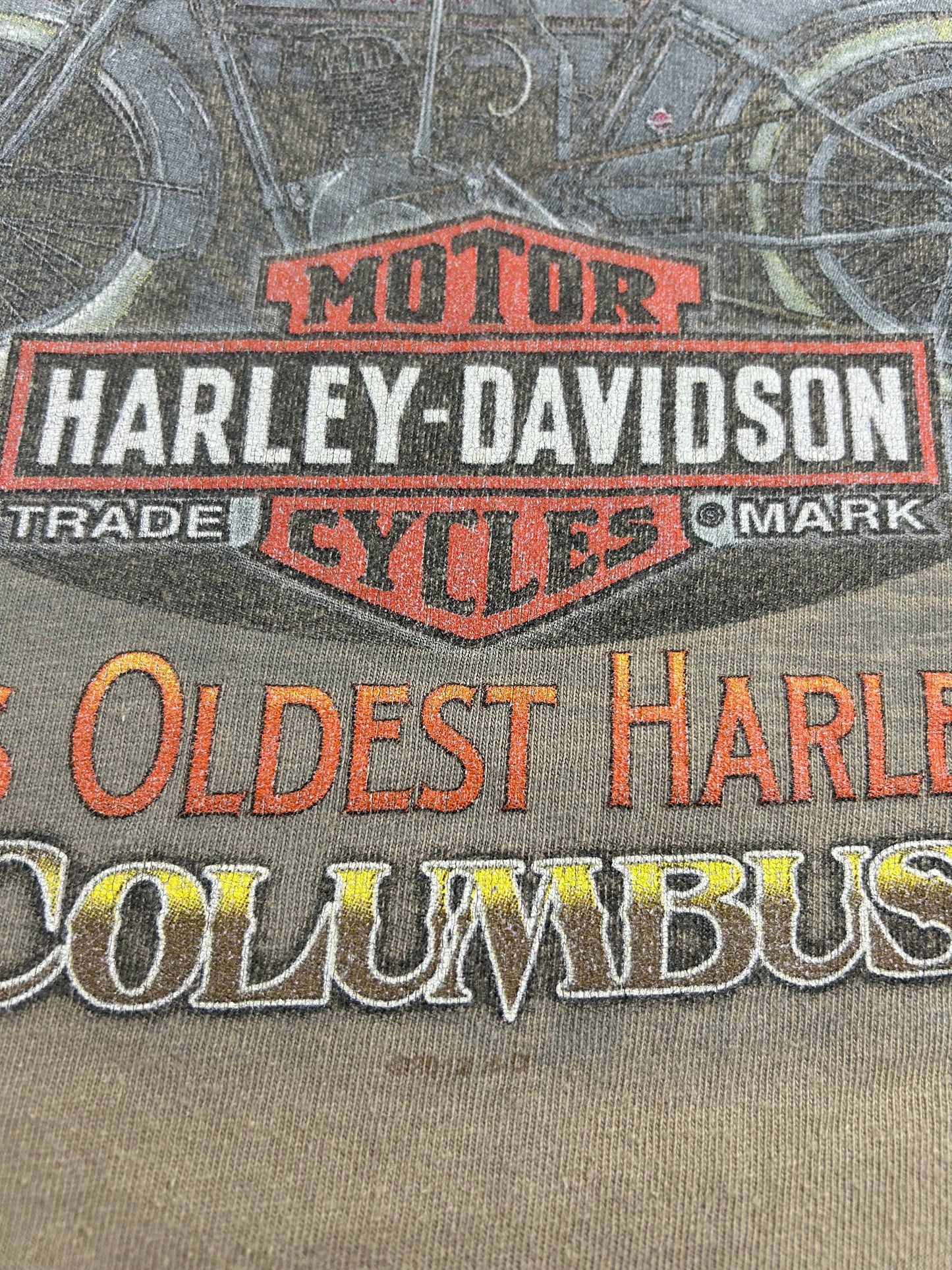 2010s Harley Davidson Motorcycles Columbus Tee As Is Worn XL 23.5x29.25 Inches