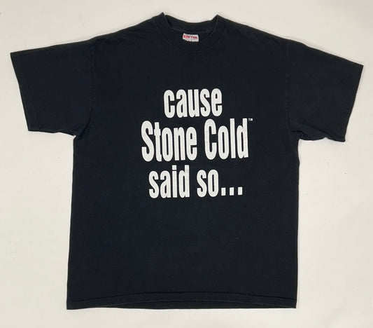 Vintage 1997 WWF Cause Stone Cold Said So Middle Finger Stone Cold Steve Austin Tee Xl/L Fit 22.75x28.75 Inches