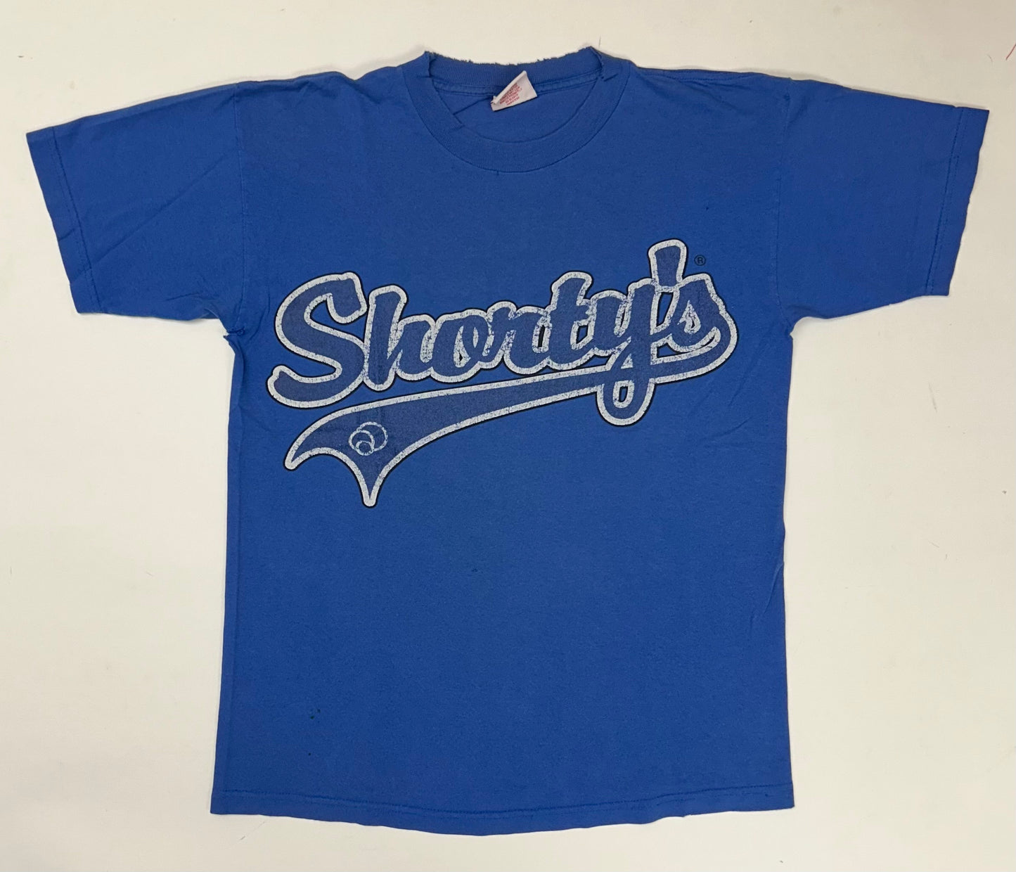 Vintage Shorty’s Skateboard T Shirt Shorty’s Hardware Skate Tee Thrashed Medium 20x27 Inches As Is Has Wear Throughout