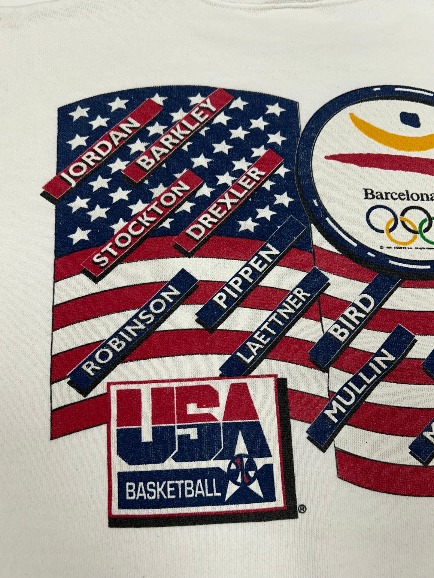 Vintage Salem Sportswear 1992 Barcelona Olympics Team USA Dream Team Caricature Crewneck Medium/Small Fit 22.5x24.75 Inches Great Wear