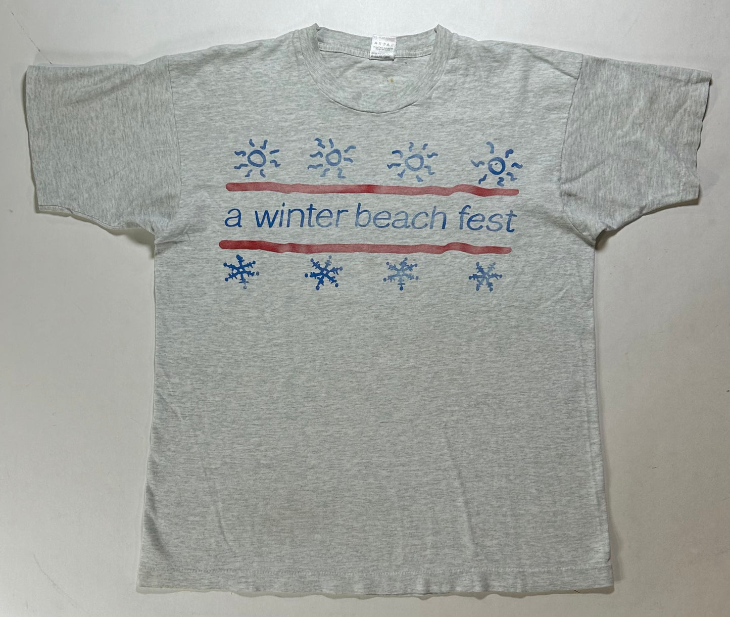 Vintage 1993 The Evian Indoor Pro Beach Volleyball A Winter Beach Fest Madison Square Garden Promo Tee Large 21.5x27.25 Inches As Is Worn In