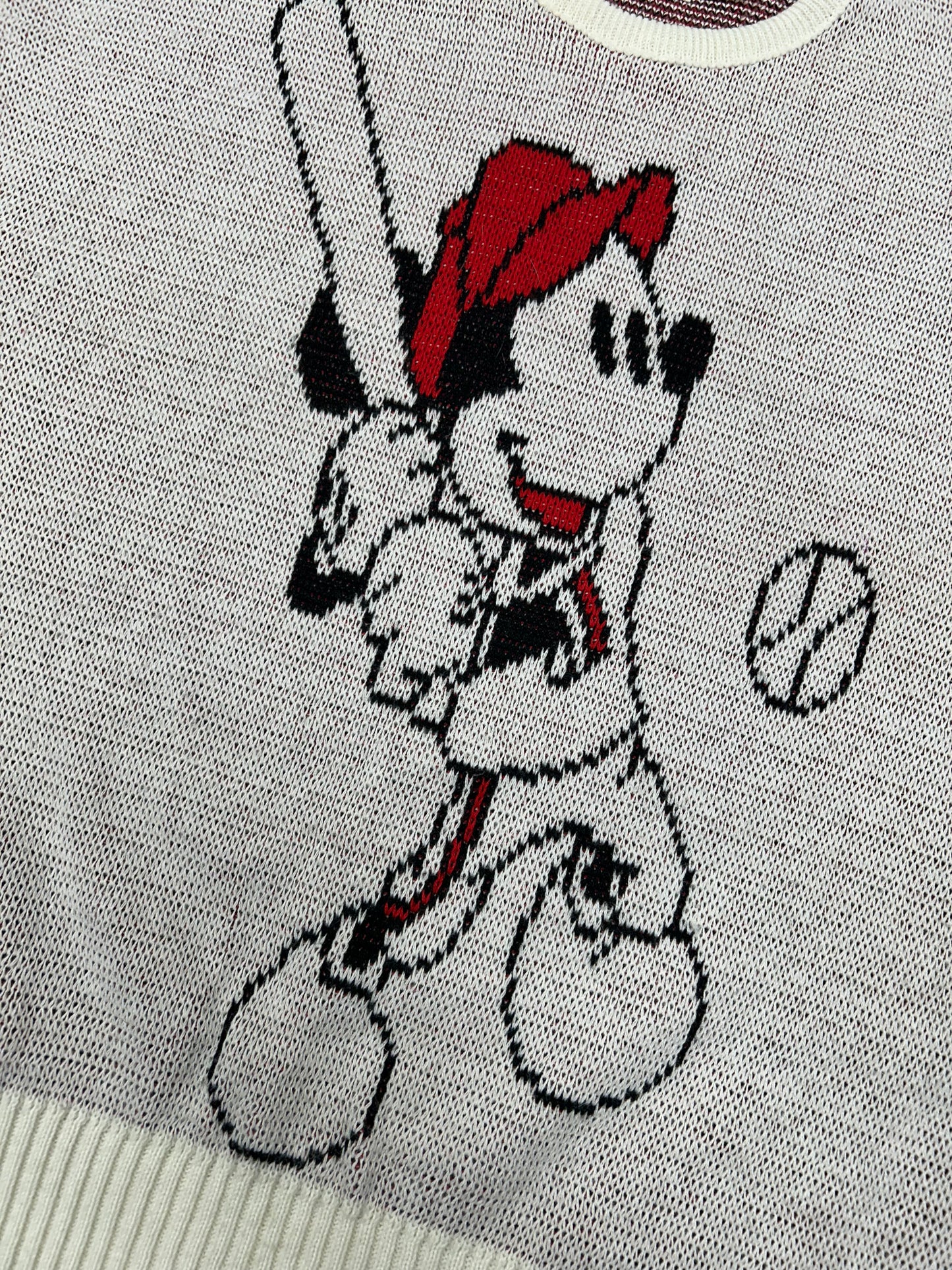 Vintage Cliff Engle Mickey Mouse Baseball Disney Sweater USA Large/Medium 23.25x26.75 Inches