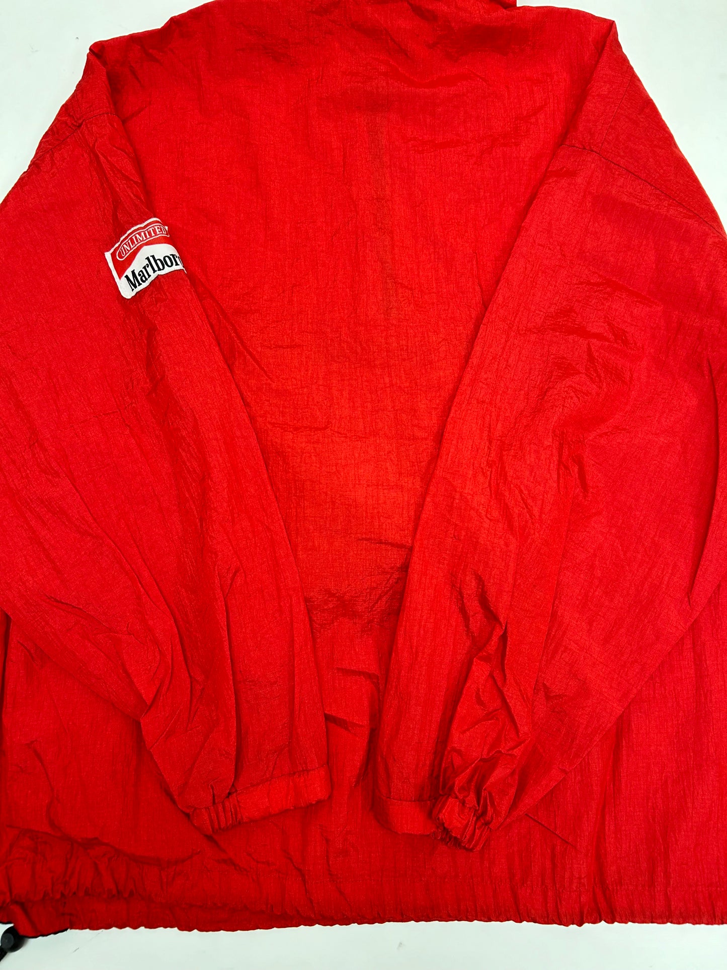 Vintage 90s Marlboro Unlimited Packable Windbreaker Jacket Red Clean XL 28.5x30.75 Inches