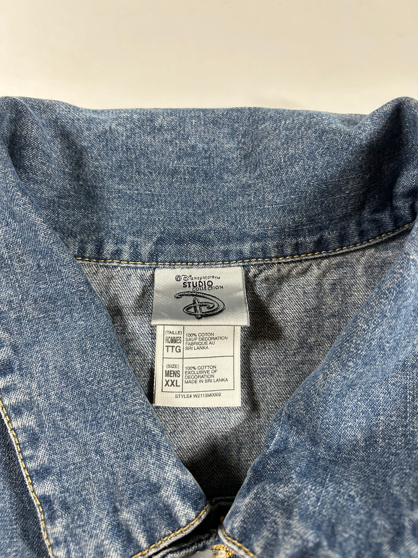 Vintage Disney Studio Jack Skellington Nightmare Before Christmas Denim Jacket 2XL 27.75x29.5 Inches