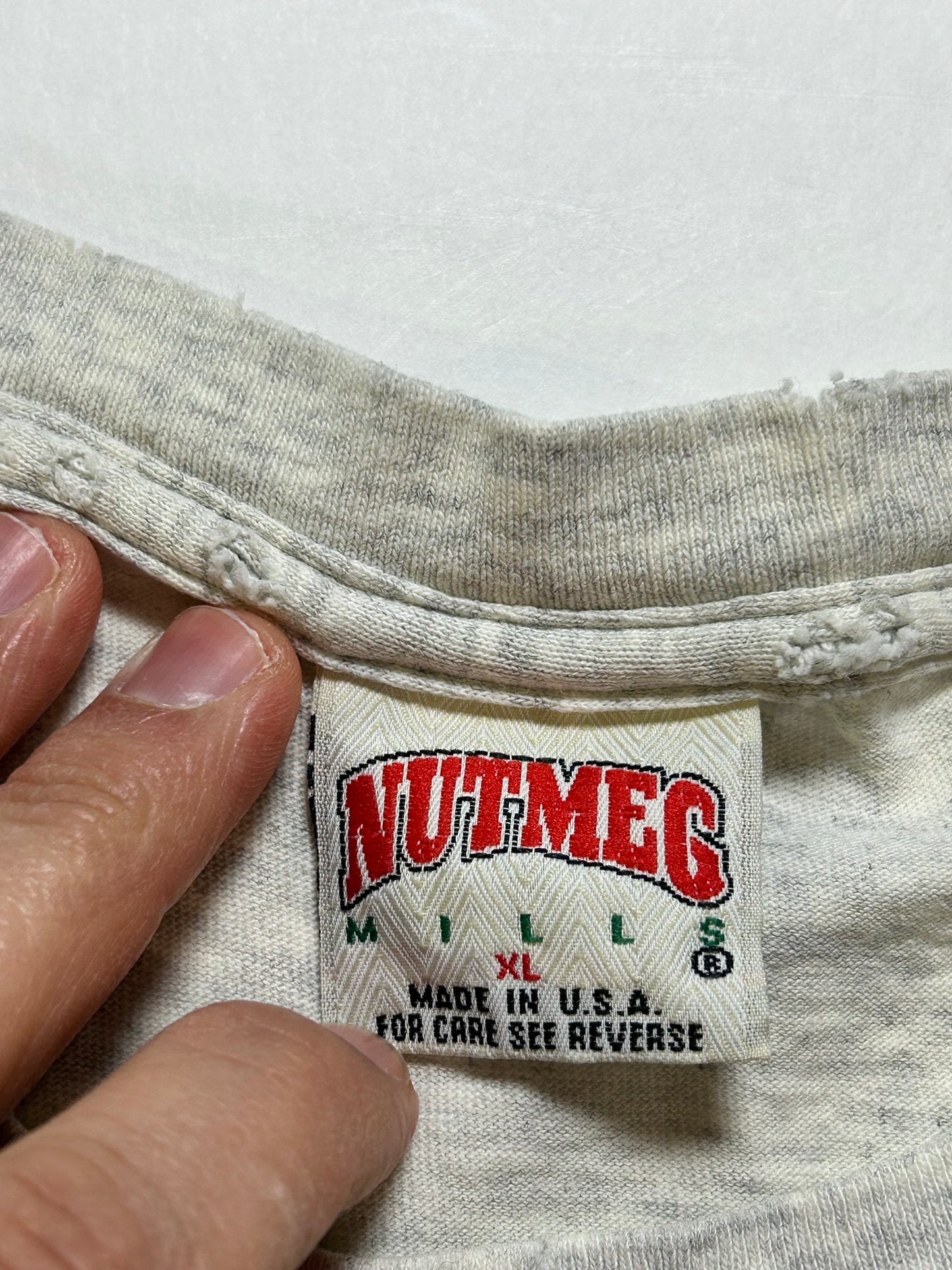 Vintage 90s Nutmeg Mills Chicago Bulls Slam This NBA Tee Gray L/XL 22.5x29 Inches Gray Worn As Is Has Wear & Stains