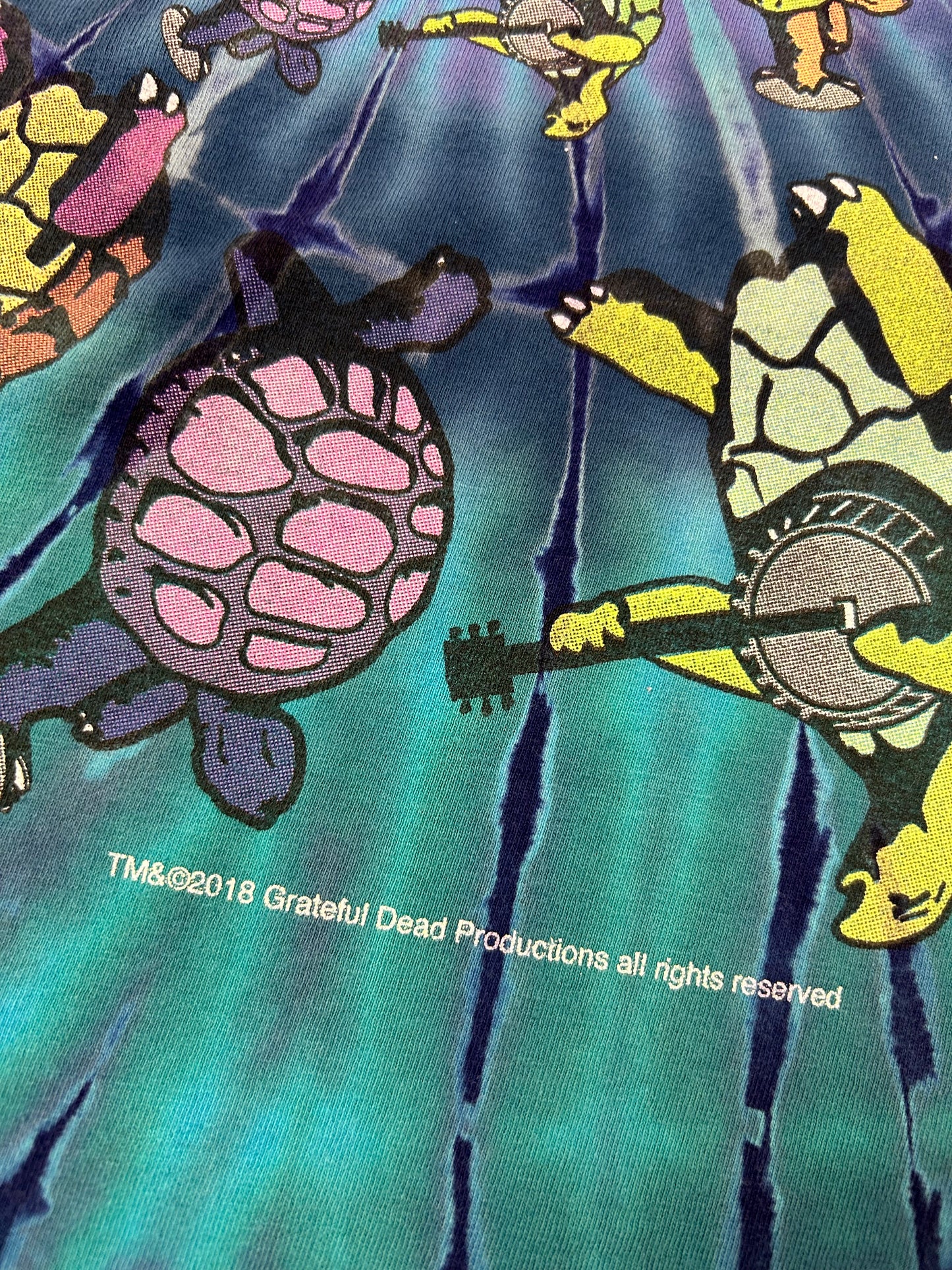 2018 Grateful Dead Turtles Music Band Group Tie-Dye Graphic Tee Medium 19.25x27.75 Inches