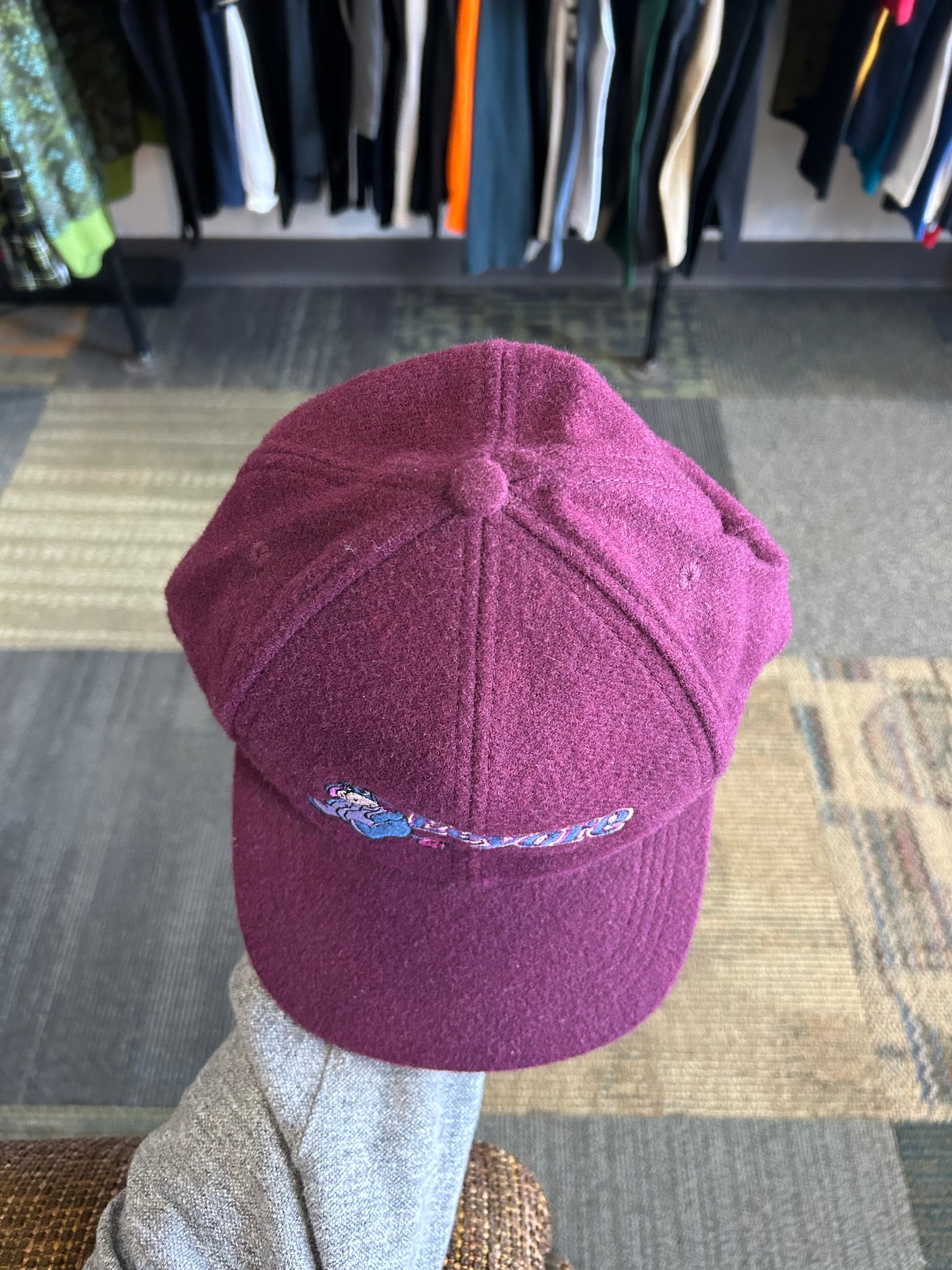 Vintage Eeyore Strapback Hat Disney Store 90's Cap Felt Wool Adult Adjustable