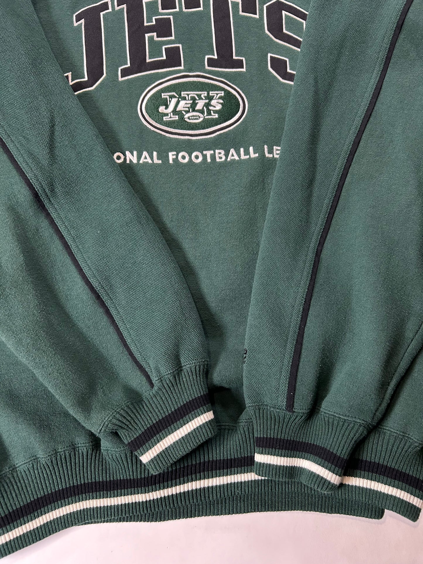 Vintage Lee Sport New York Jets NFL Embroidered Logo Crewneck Sweatshirt Green XL 27x29.25 Inches
