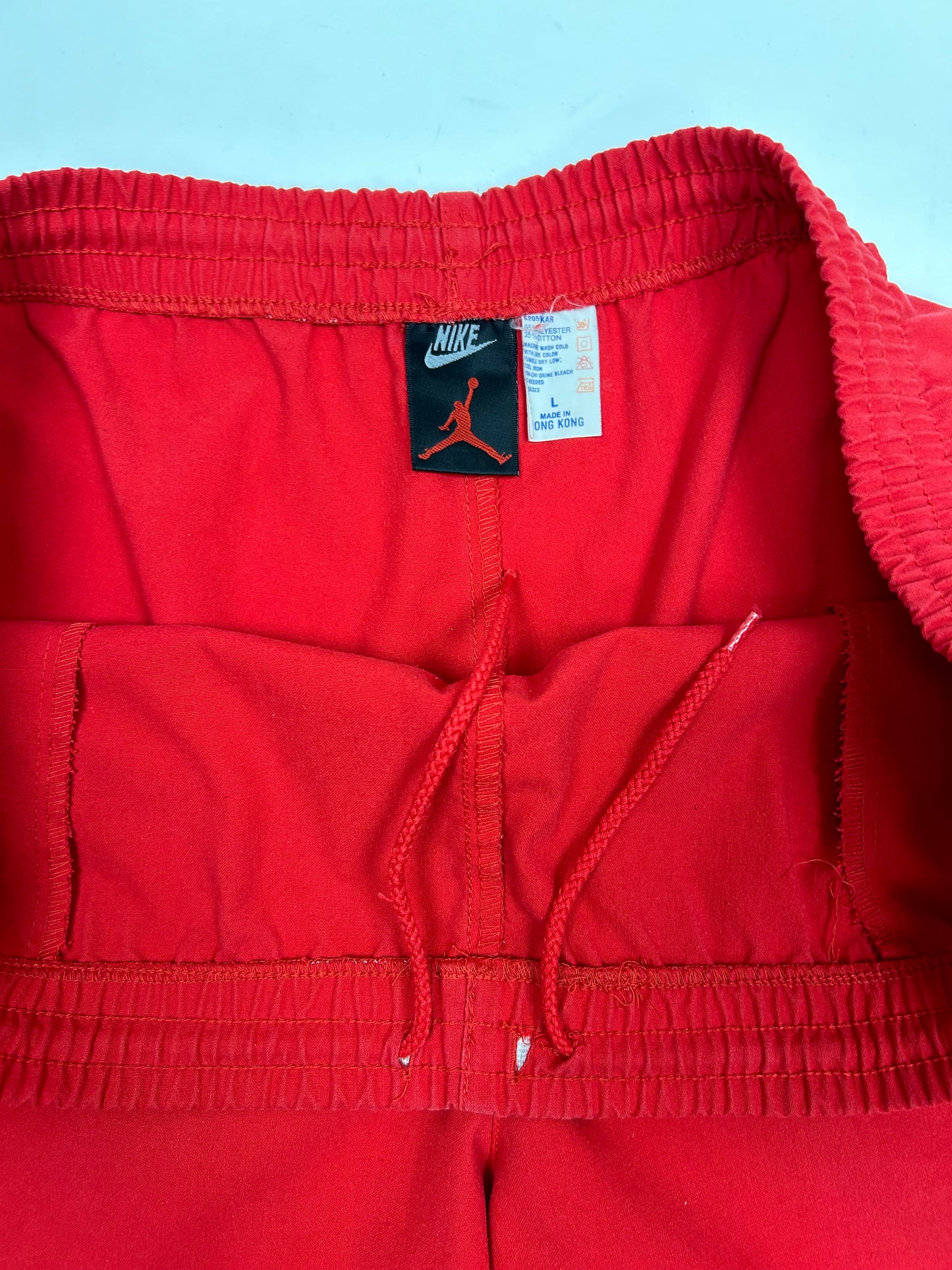 Vintage Nike Air Jordan 'Spellout Logo' Red Drawstring Shorts 1991 Rare Large Fit Big 21x20 Inches
