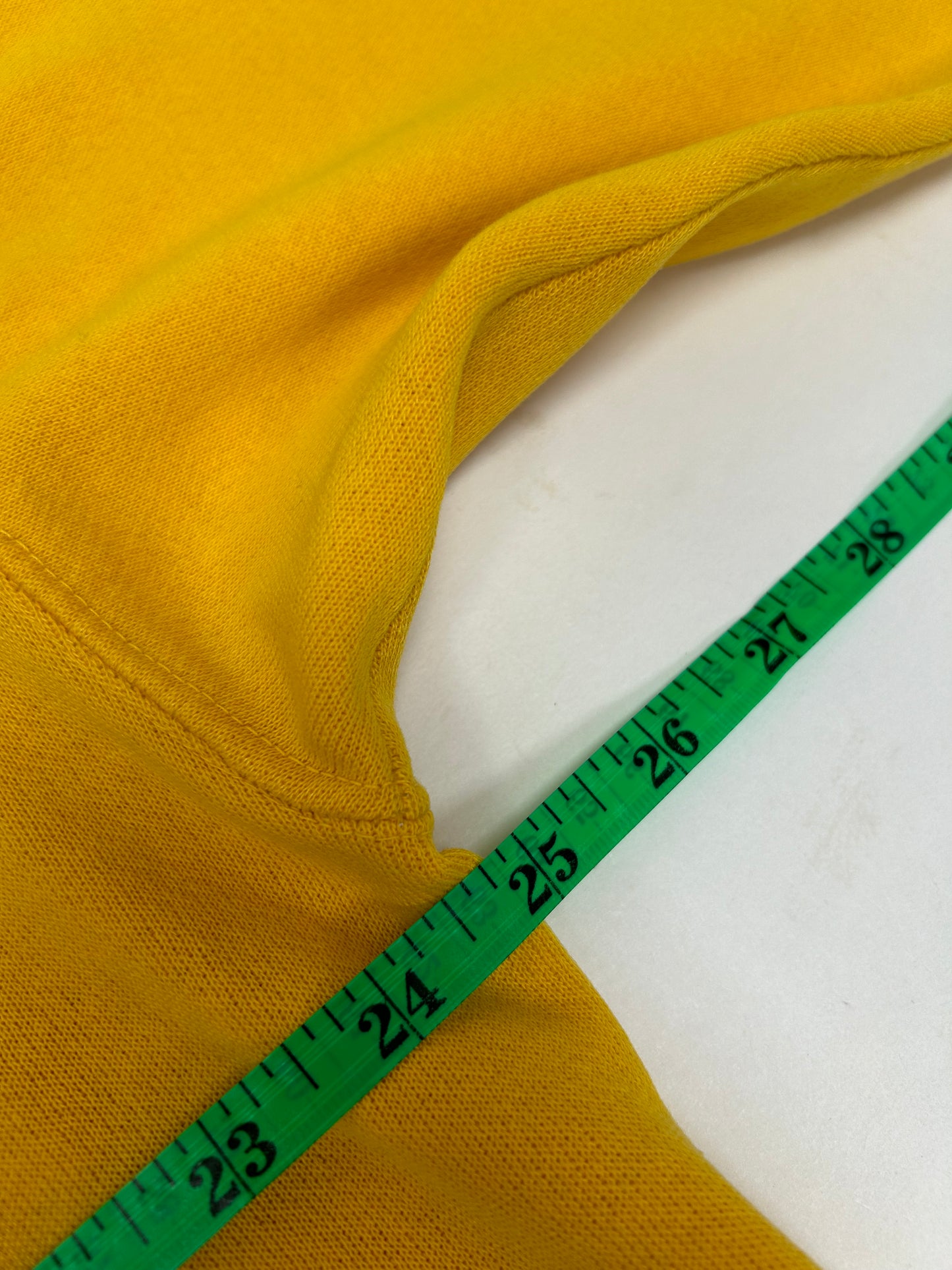 Vintage 70s Russell Athletic Sweatshirt Crewneck Blank Golden Yellow Boxy Fit 24.75x25 Inches
