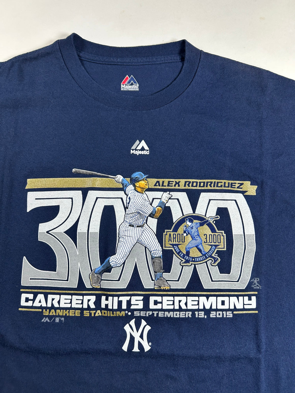 Majestic 2015 New York Yankees Alex Rodriguez 3000 Career Hits Ceremony MLB Tee 2XL 24.75x30.75 Inches