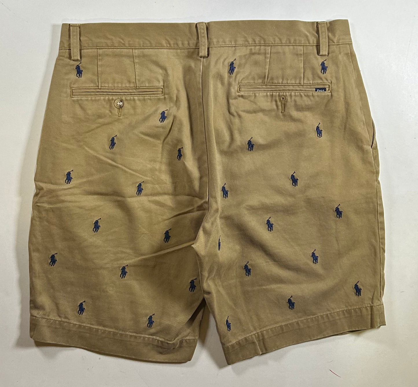 Polo Ralph Lauren All Over Pony Chino Shorts Khaki Classic Fit 9” 35 18x20.75/21 Inches