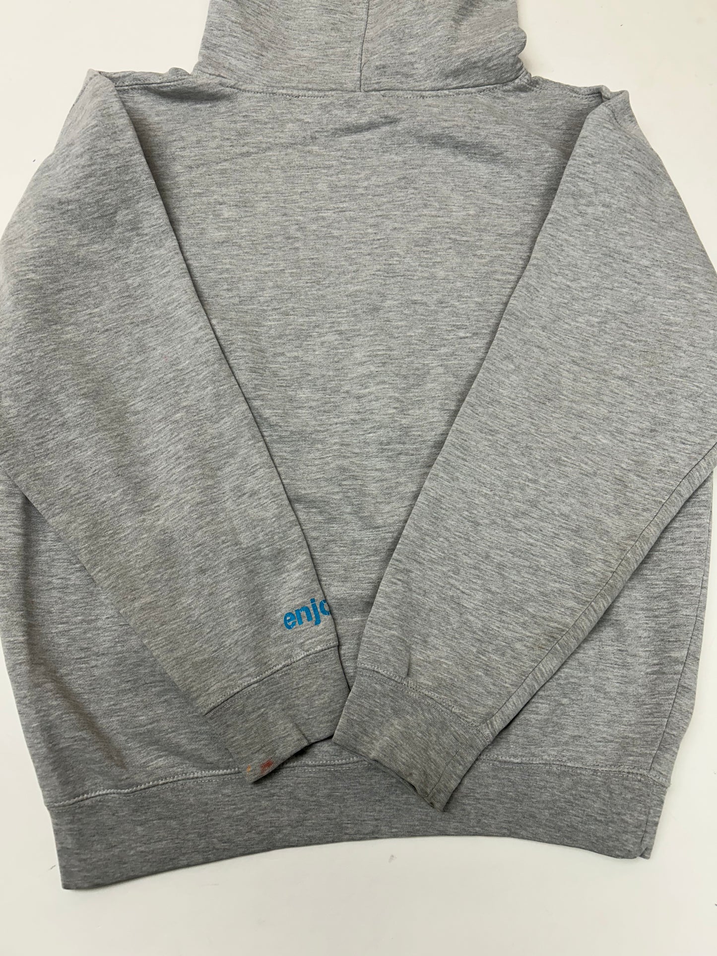 Vintage 00s Enjoi Skateboards Panda Felt Logo Hooded Sweatshirt Worn In As Is 23.75x26 Inches Gray