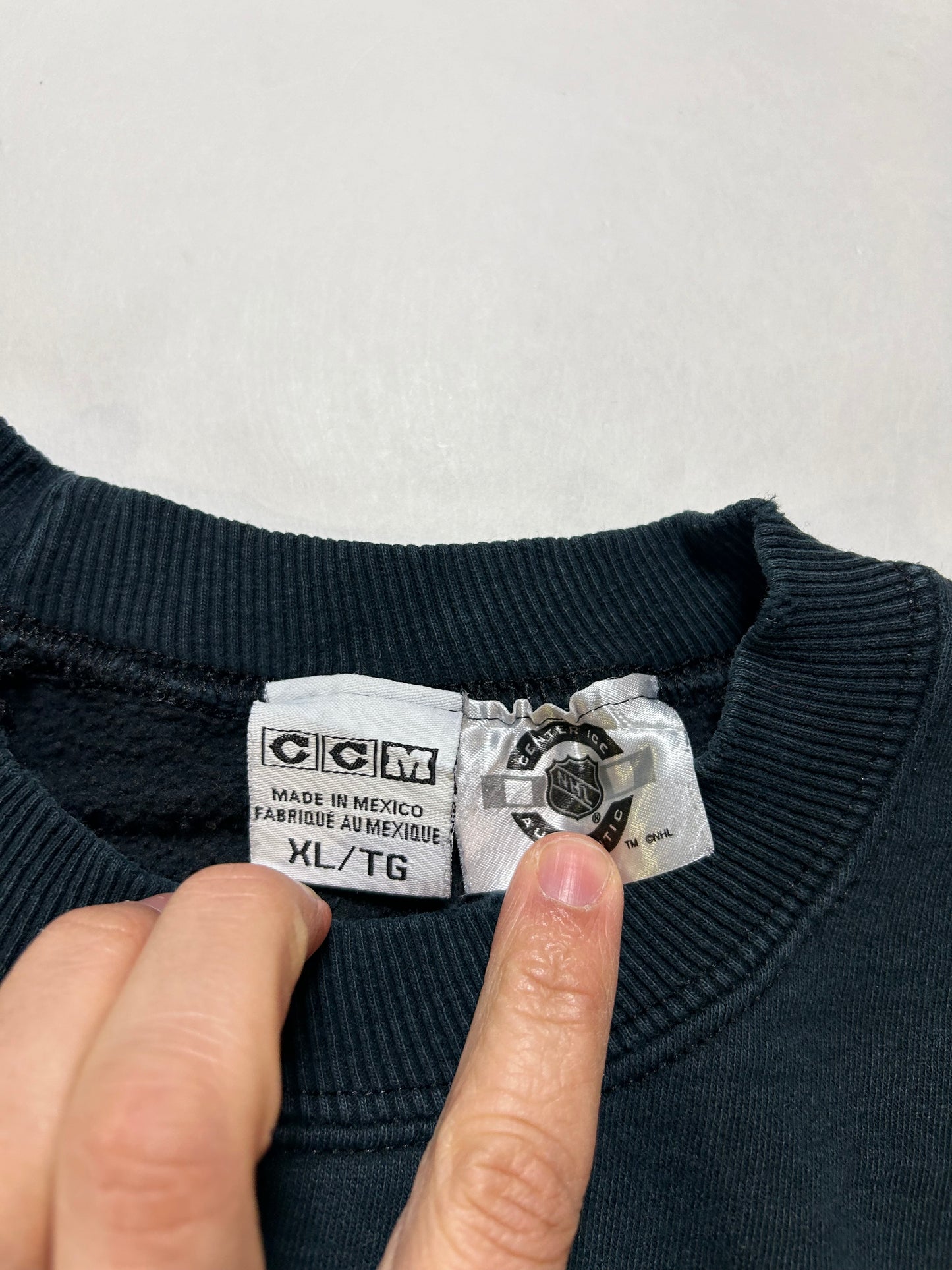 Vintage CCM Minnesota Wild NHL Crewneck Sweatshirt 2000s Black Worn In XL/L Fit 26x28.25 Inches