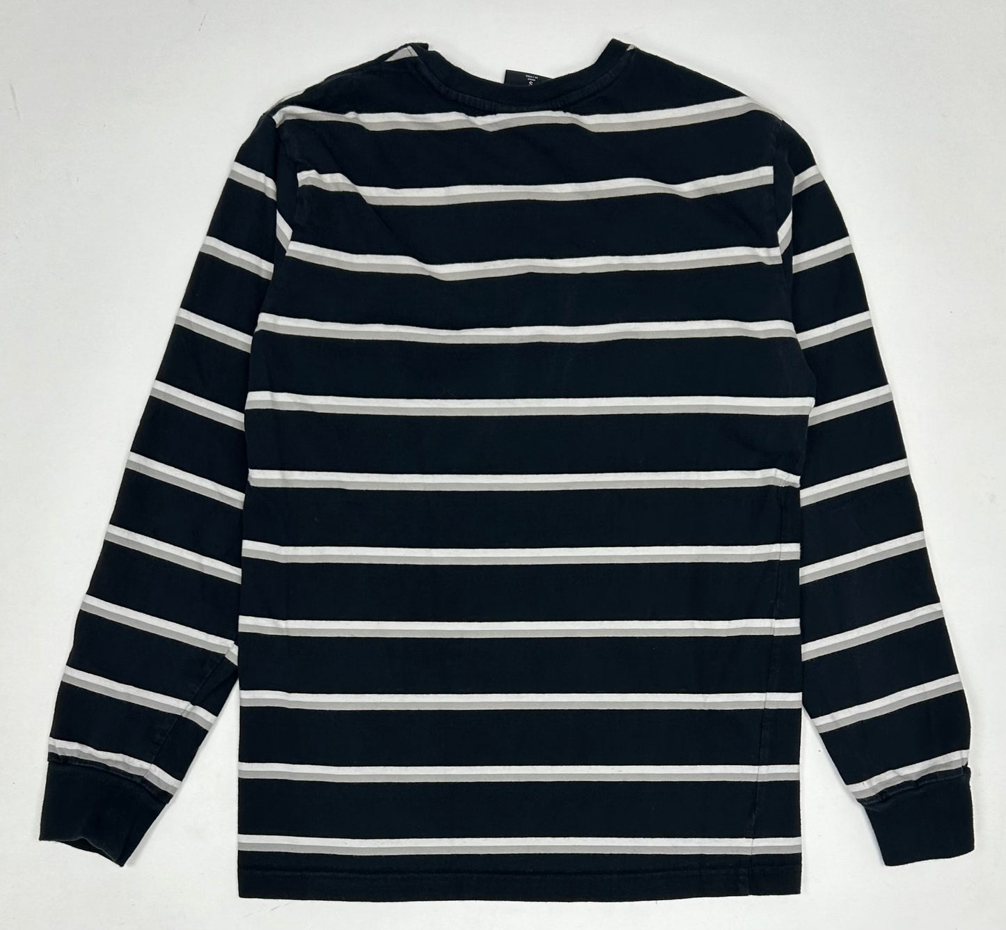 HUF Striped Embroidered Logo Long Sleeve Tee Small 18.25x26 Inches Black/White