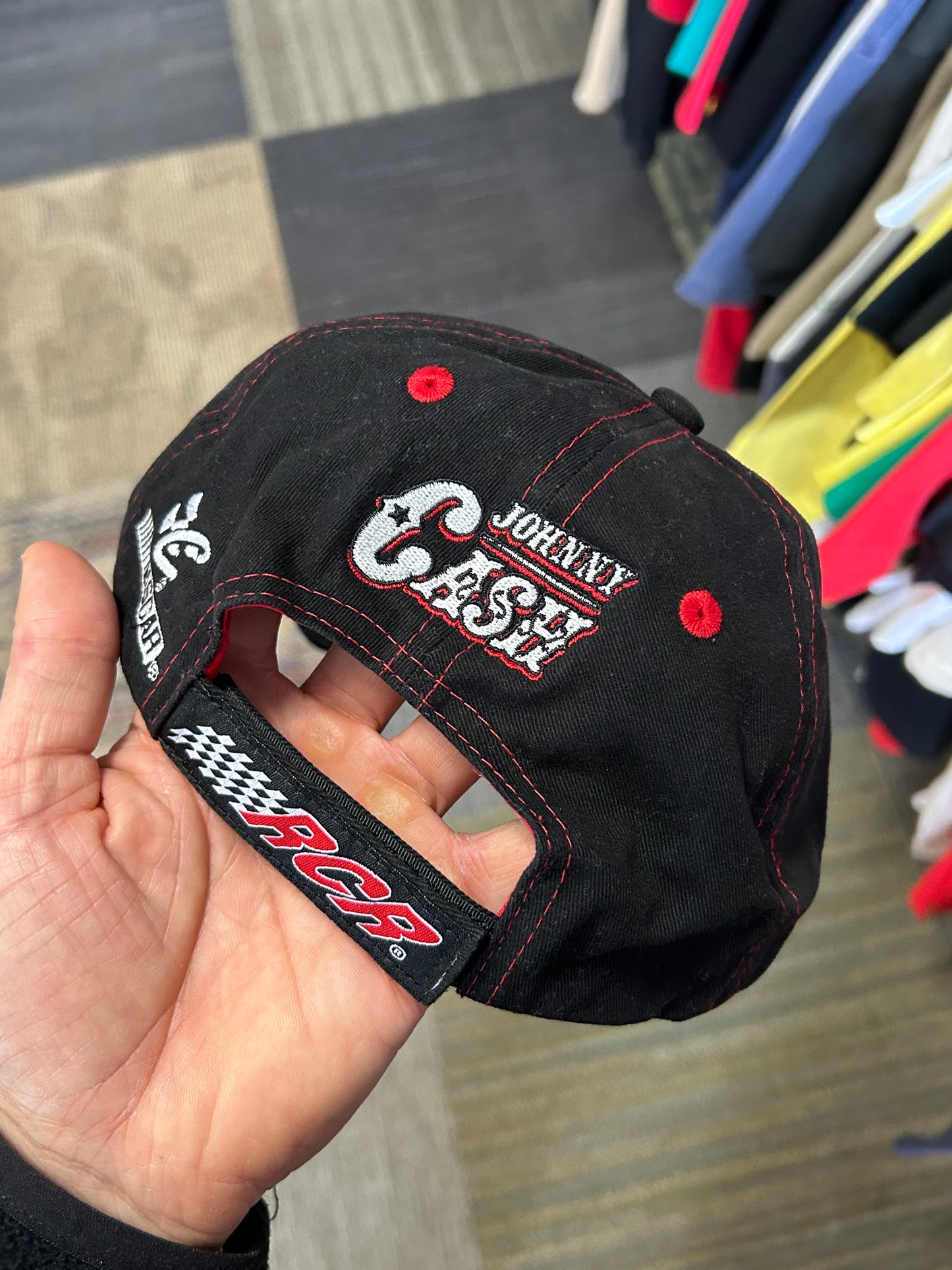 Vintage NASCAR #3 Dale Earnhardt & Johnny Cash Hat Embroidered Red/Black Adult Adjustable OSFM