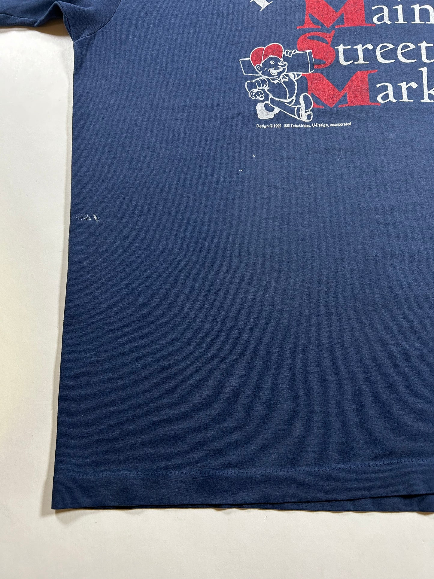 Vintage I Helped Build Main Street Market 1992 Promo Tee 2XL 26x29.25 Inches As Is