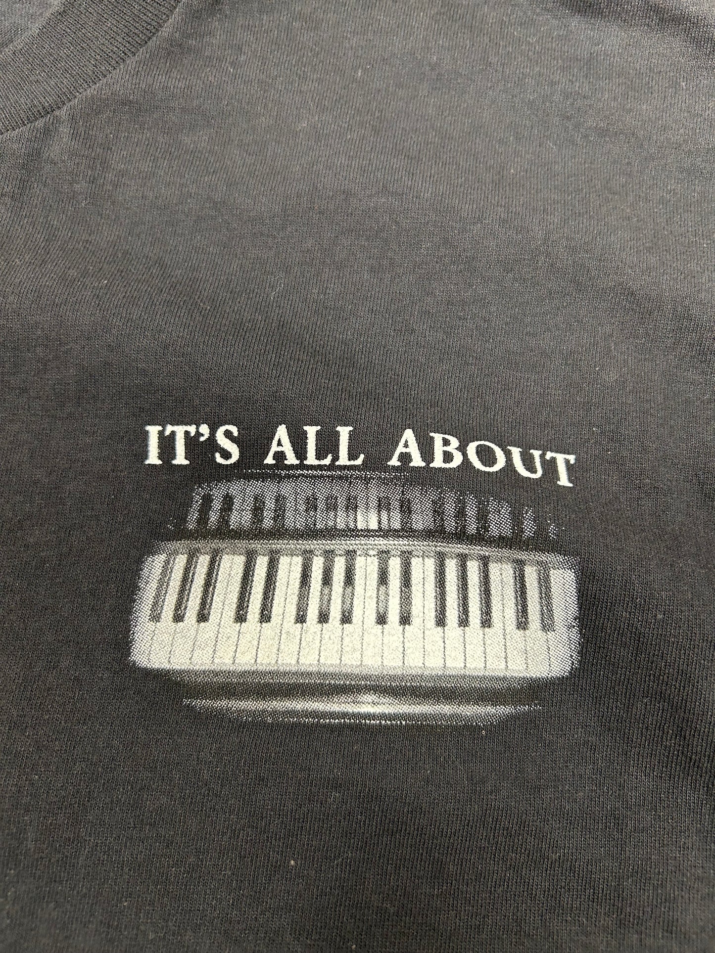 2000s It's All About the Piano Short Sleeve Cotton T-Shirt Large Pianos 21x28.5 Inches