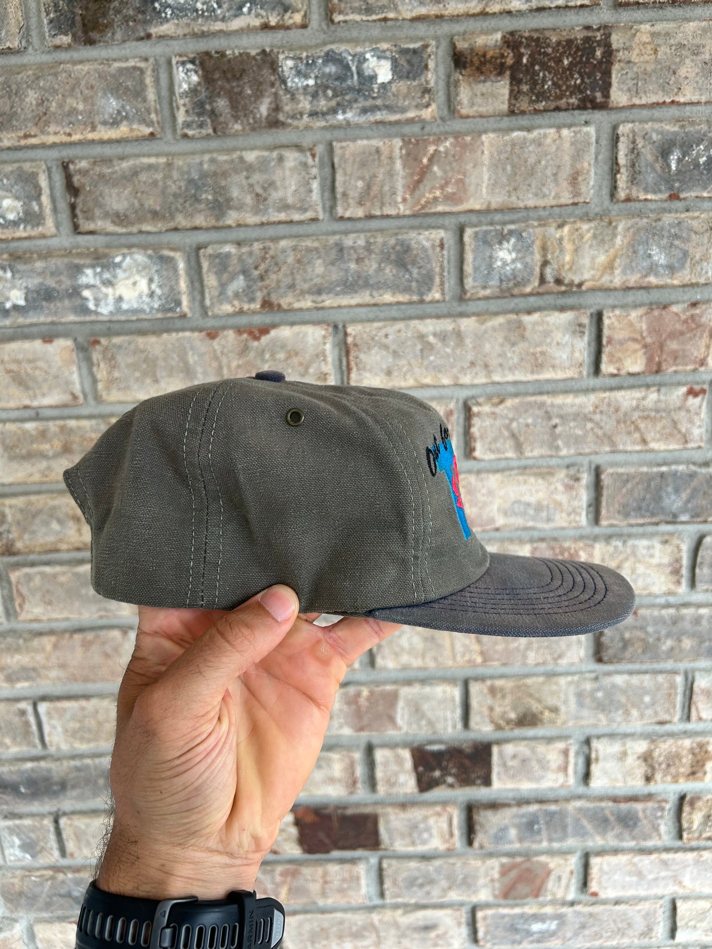 Vintage Out for Trout Snapback Fishing Hat Cap Made In The USA Great Fading 90s
