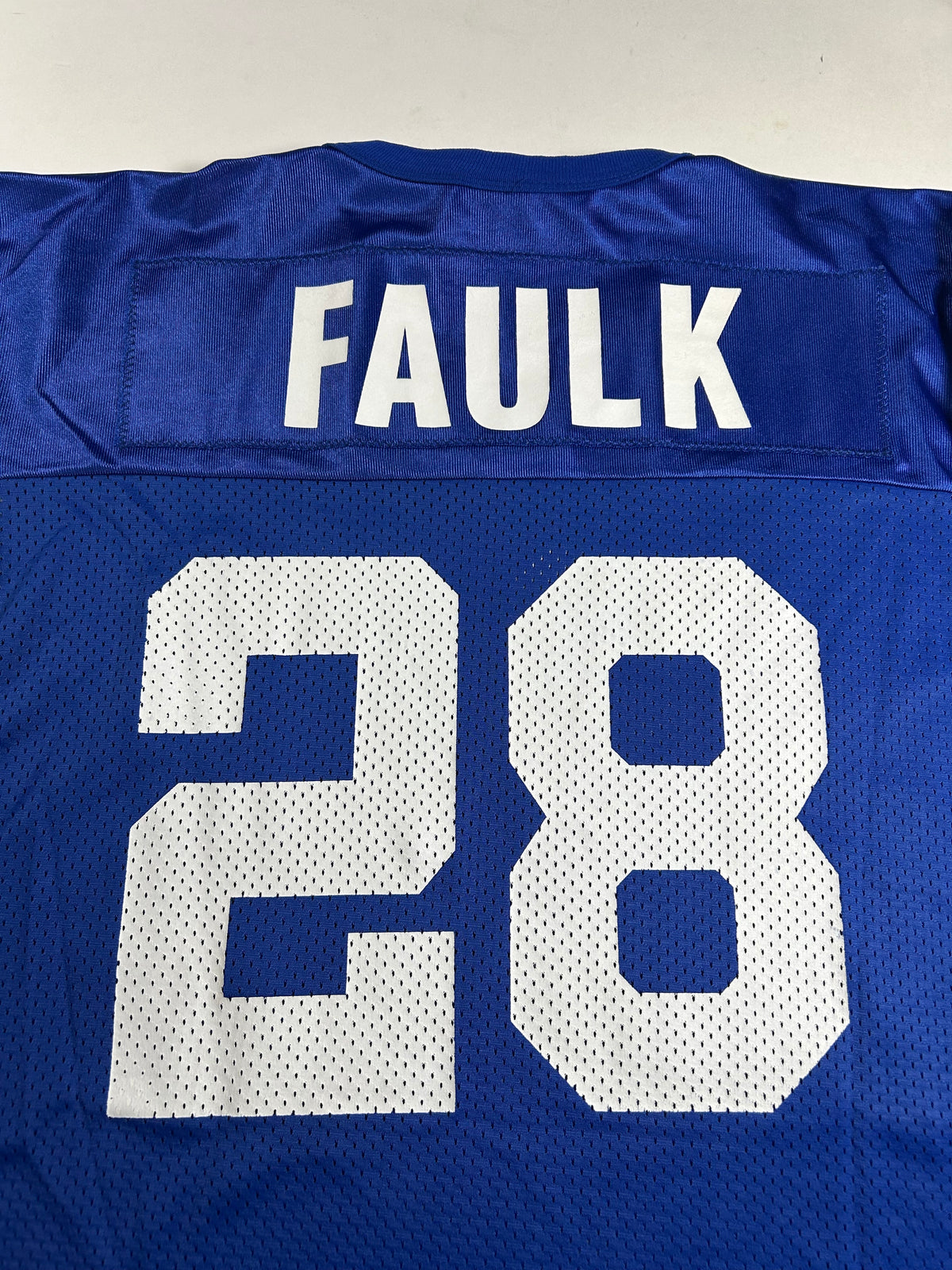 Vintage 90s Champion Indianapolis Colts Marshall Faulk #28 NFL Jersey 48 XL 23.75x33.25 Inches USA