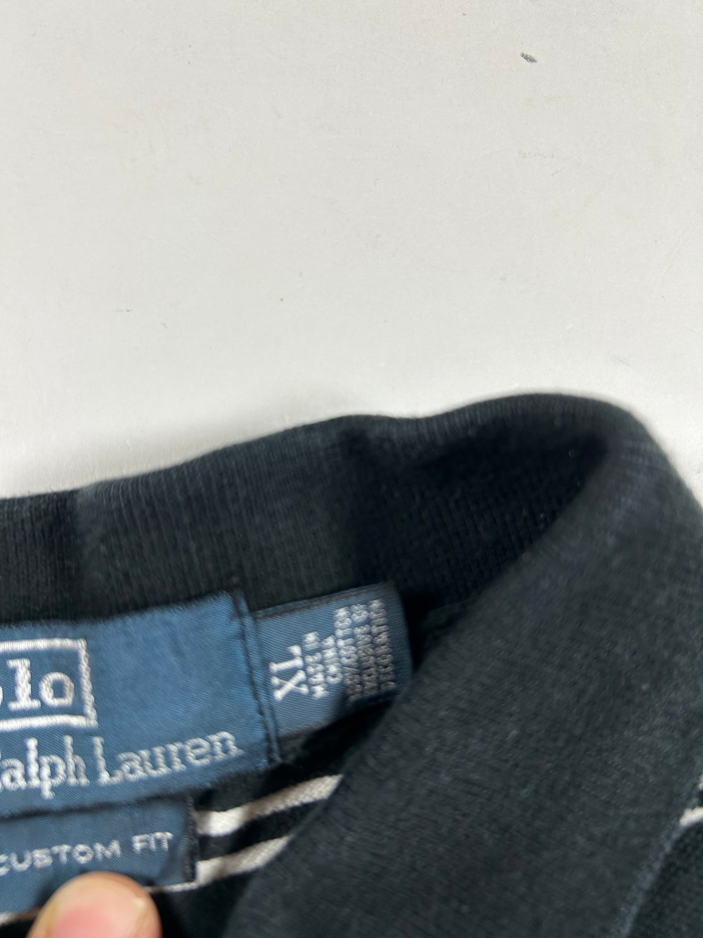 Polo Ralph Lauren Polo Shirt White Pony Logo Black White Striped 23.5x27.5/29.25 Inches