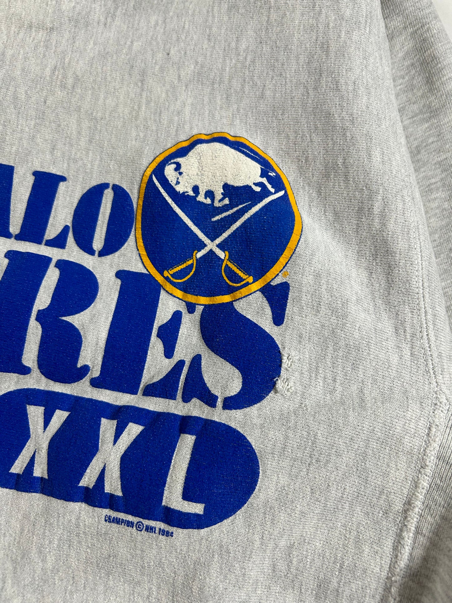 Vintage Buffalo Sabres NHL Champion Reverse Weave Crewneck Sweatshirt 21.75x27.5 Inches Mediumish/Smallish Fit As Is Has Wear