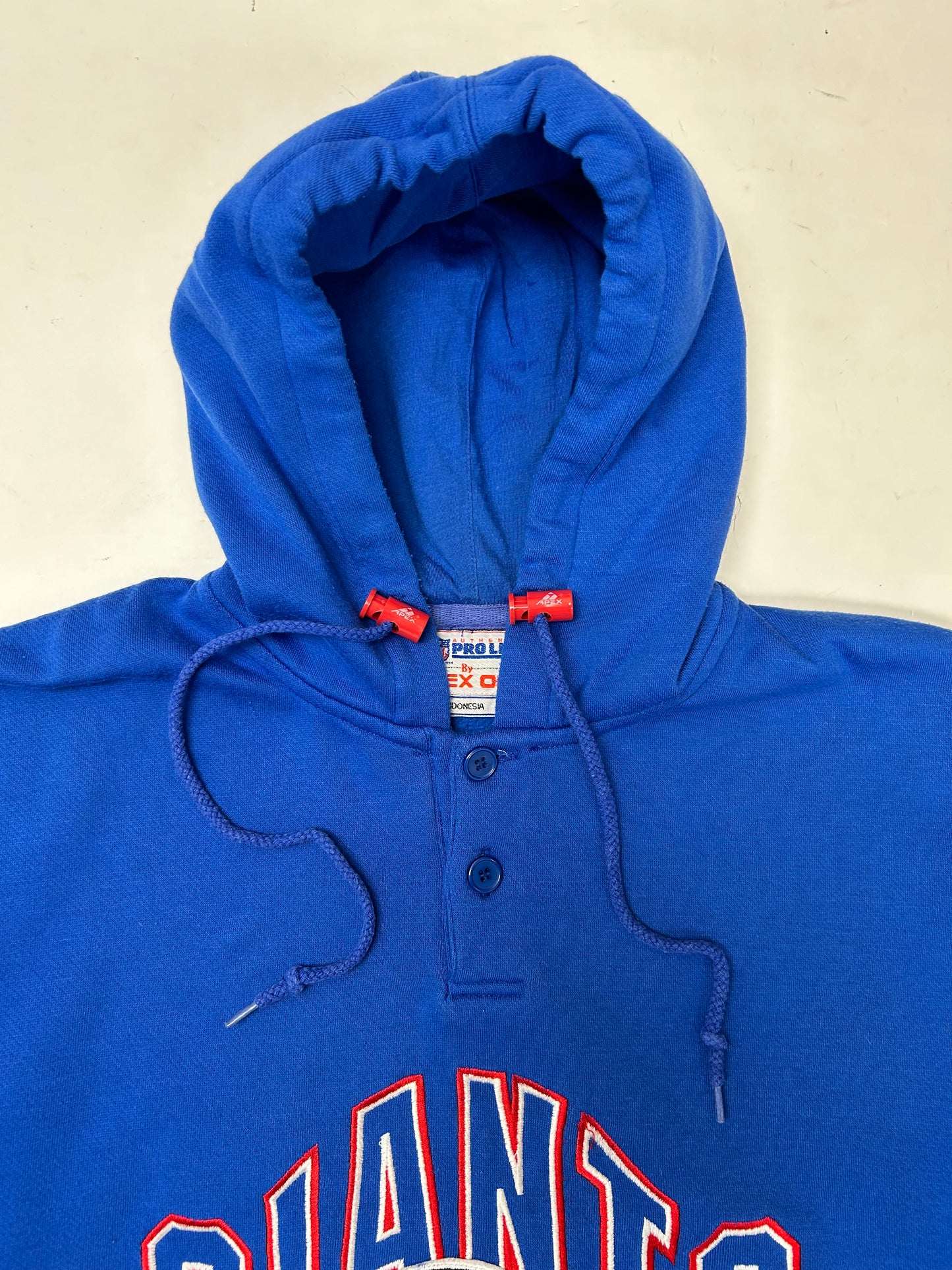 Vintage Pro-Line Apex One New York Giants Hooded Sweatshirt Large/Medium 24.75x26.5 Inches