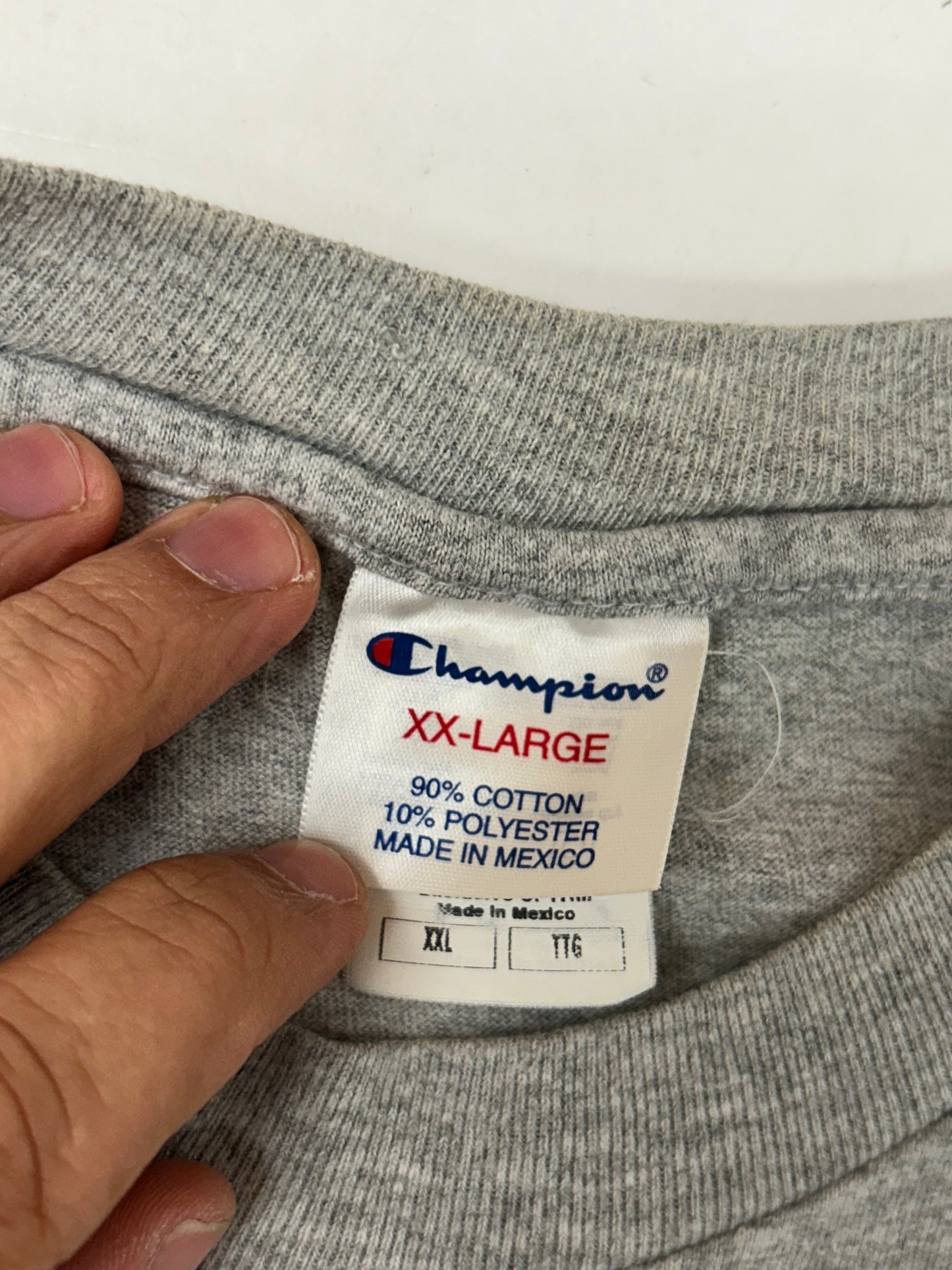 Edgewood NJ first edition “Deeper Than The Roots.” Tee 2XL  25.5x31 Inches Early 00s Champion Blank Gray 90/10 Blend Mexico