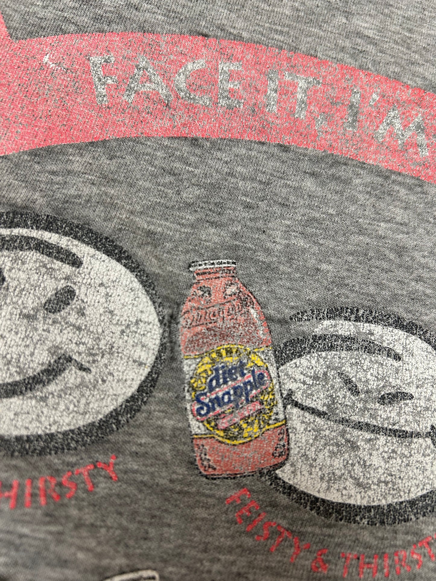 Thrashed As Is Worn Vintage 00s Diet Snapple Face It I’m Moody Drink Promo Brand Tee XL 24.25x29.25 Inches