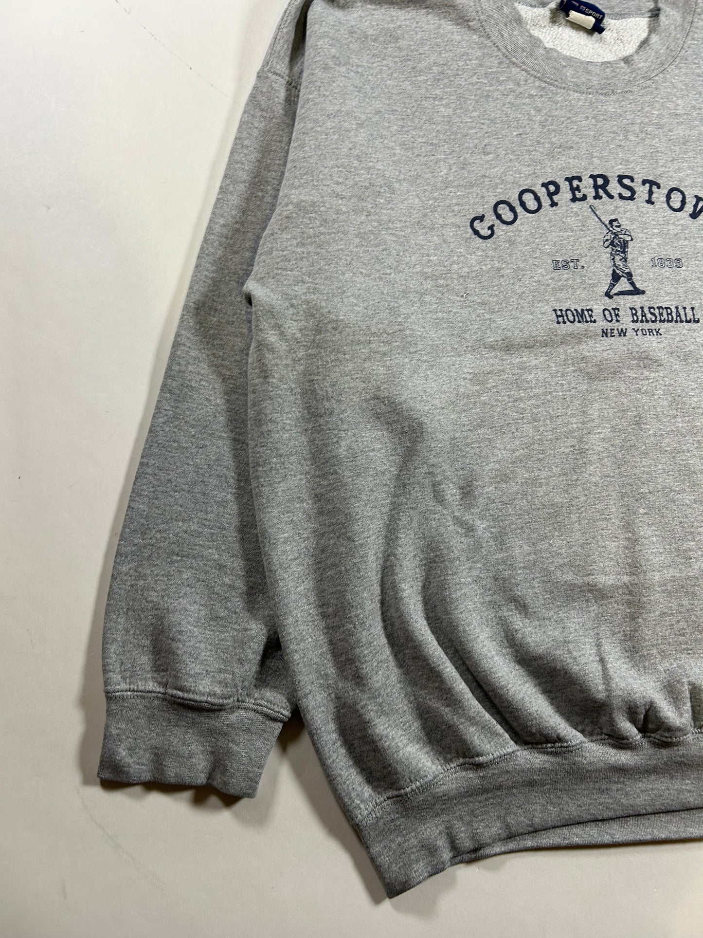 Vintage Cooperstown Home Of Baseball New York Crewneck Sweatshirt XL 25.75x28.25 Inches As Is Gray