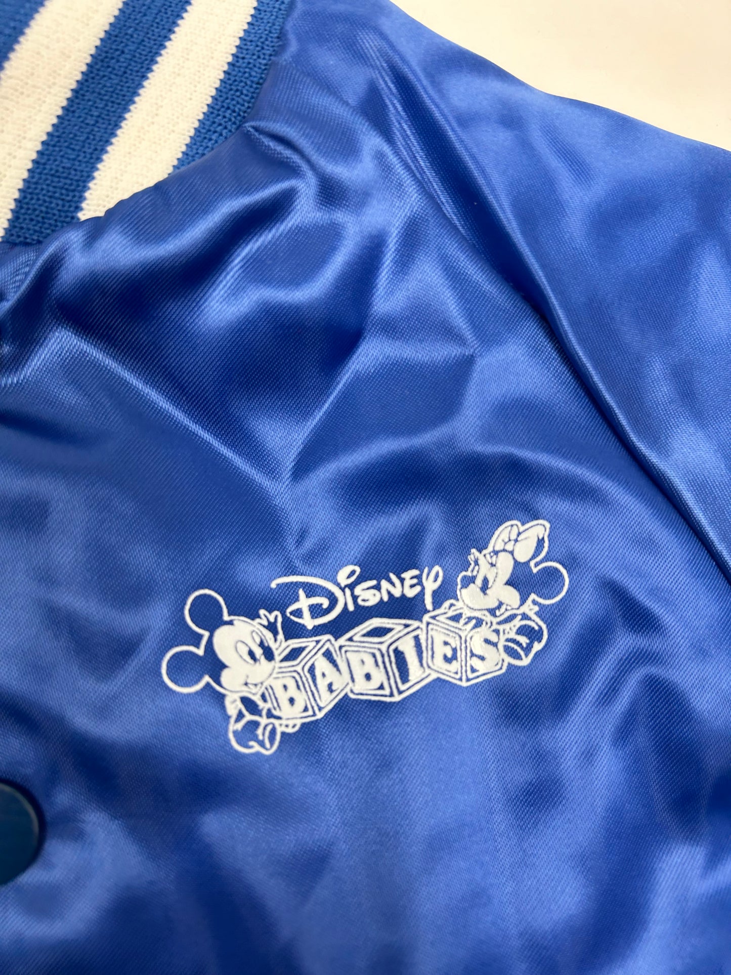 Vintage Chalk Line 1984 DISNEY BABIES Mickey Mouse Satin Snap Jacket Size 6 Months 11.25x14 Inches