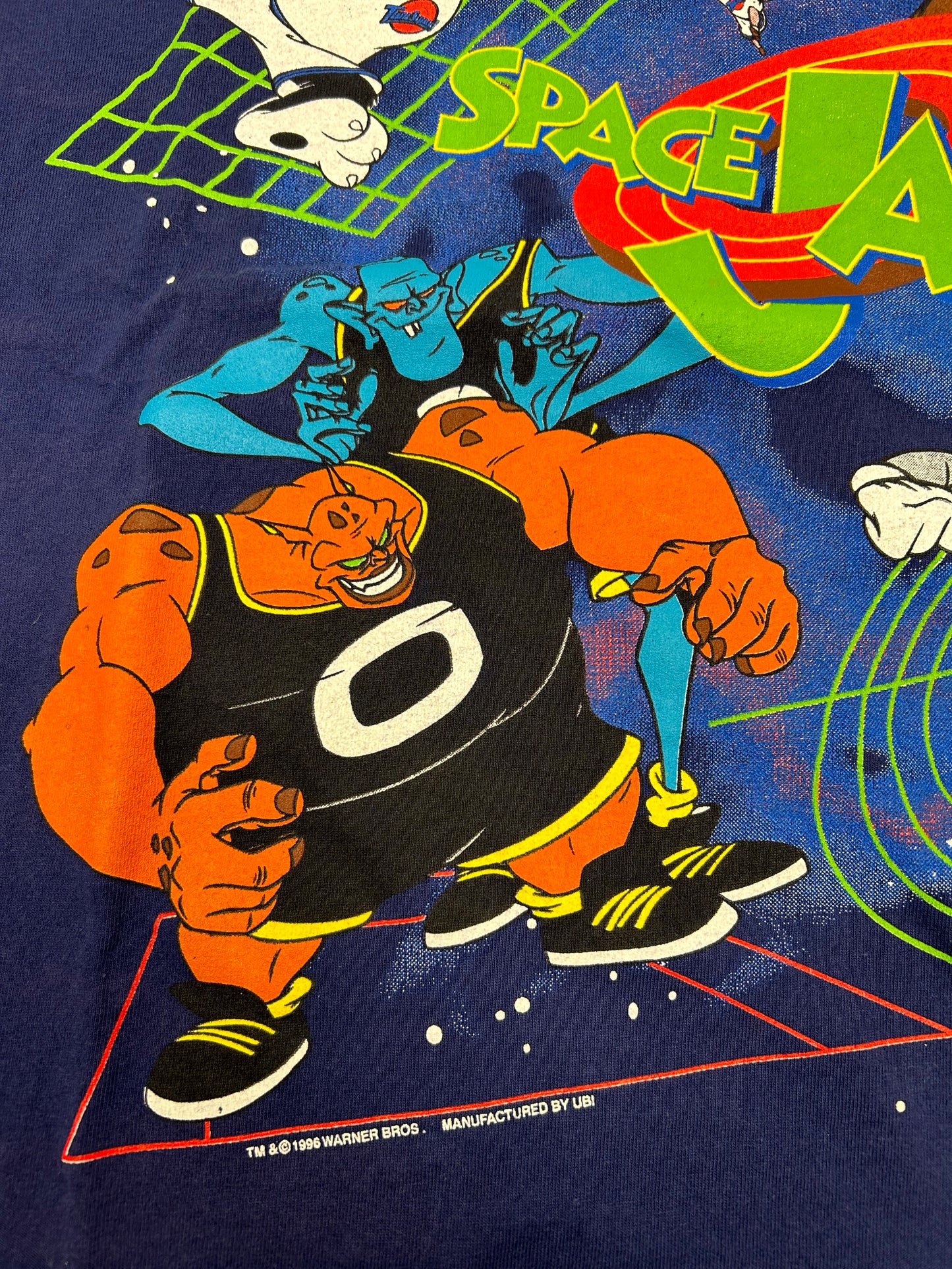 Vintage Space Jam Movie Promo Looney Tunes Warner Bros 1996 Tee Large 21.75x28.5 Inches