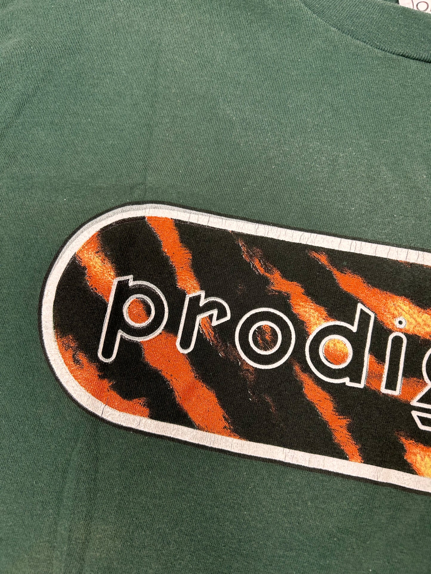 Vintage The Prodigy Fat Land Firestarter 1997 Wild Oats Tee Large 22.25x30.25 Inches Faded Green