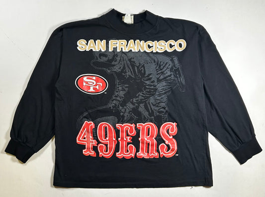 Vintage 90s San Francisco 49ers NFL Long Sleeve Mock Style Shirt Team Rated 90s Medium 22x25 Inches
