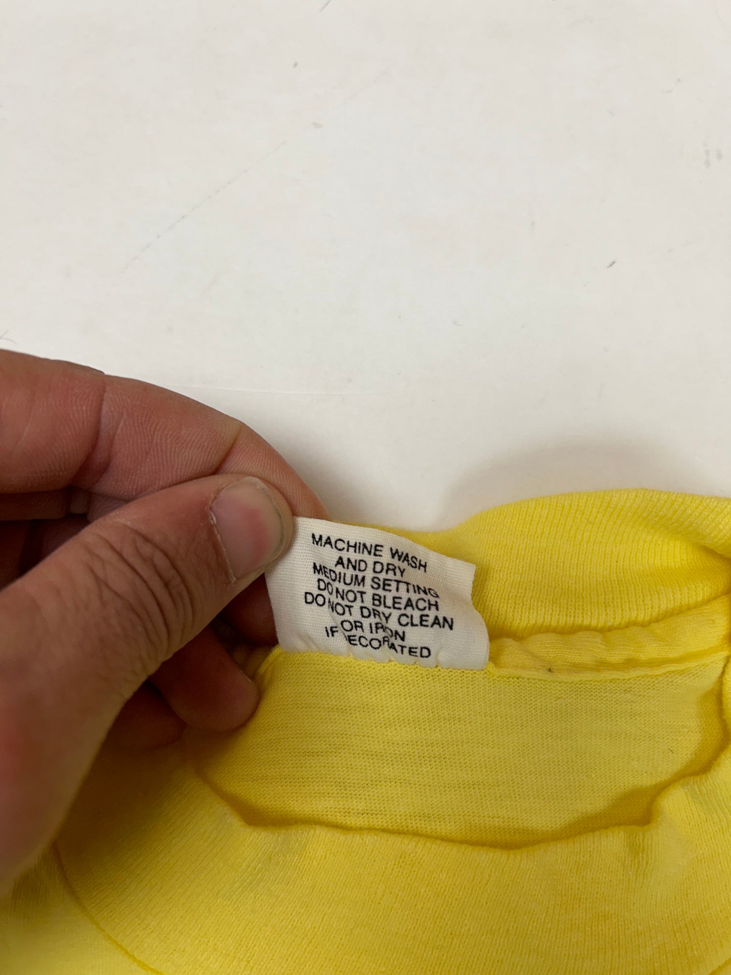 Vintage District Photo Inc Beltsville, Maryland Promo Tee 80s Hanes Beefy T Medium Fit 19.5x27.5 Inches Yellow As Is