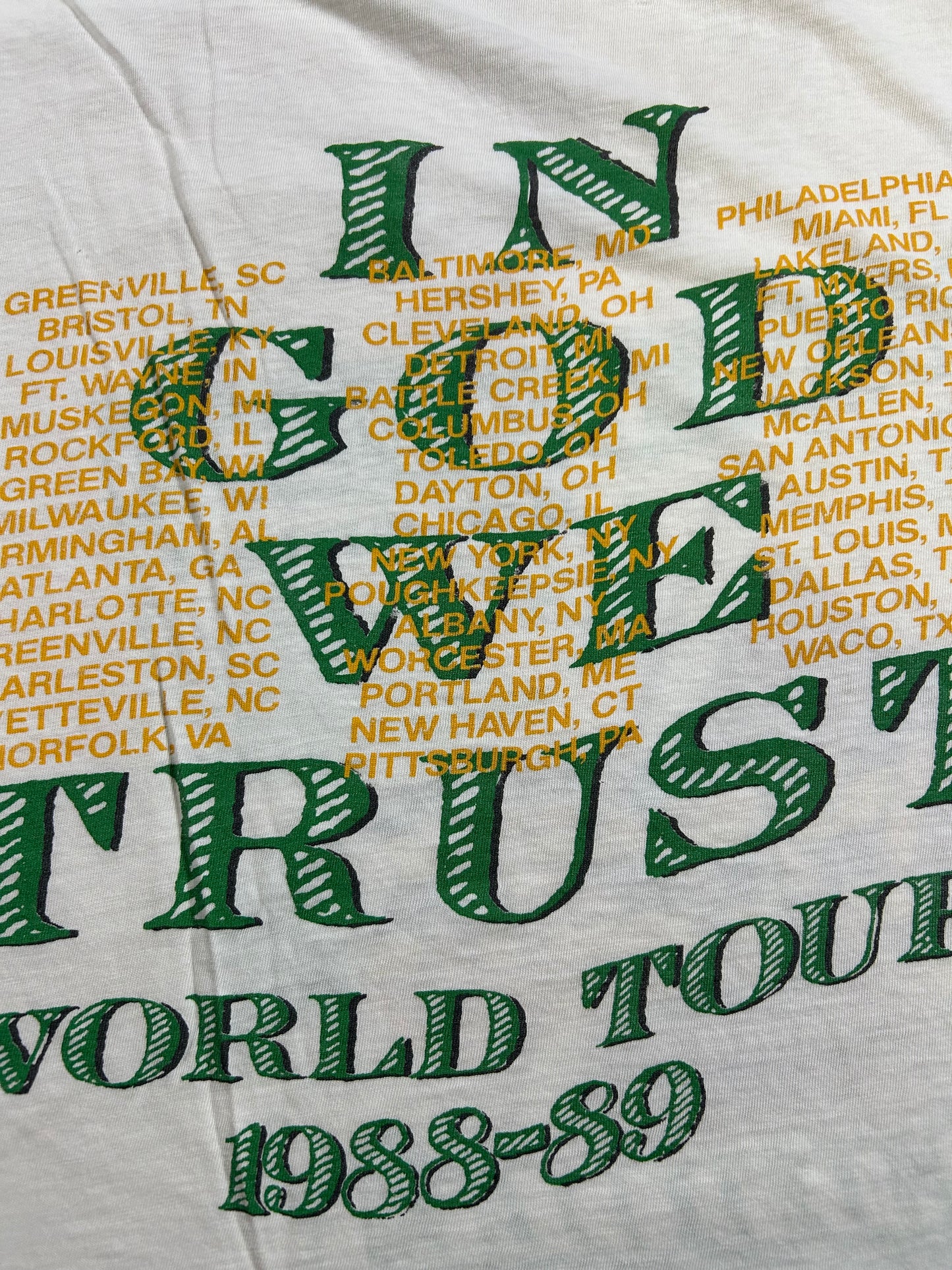 Vintage Stryper In God We Trust 1988-89 World Tour Band T-shirt Worn In As Is Large/Medium Fit 21x27 Inches